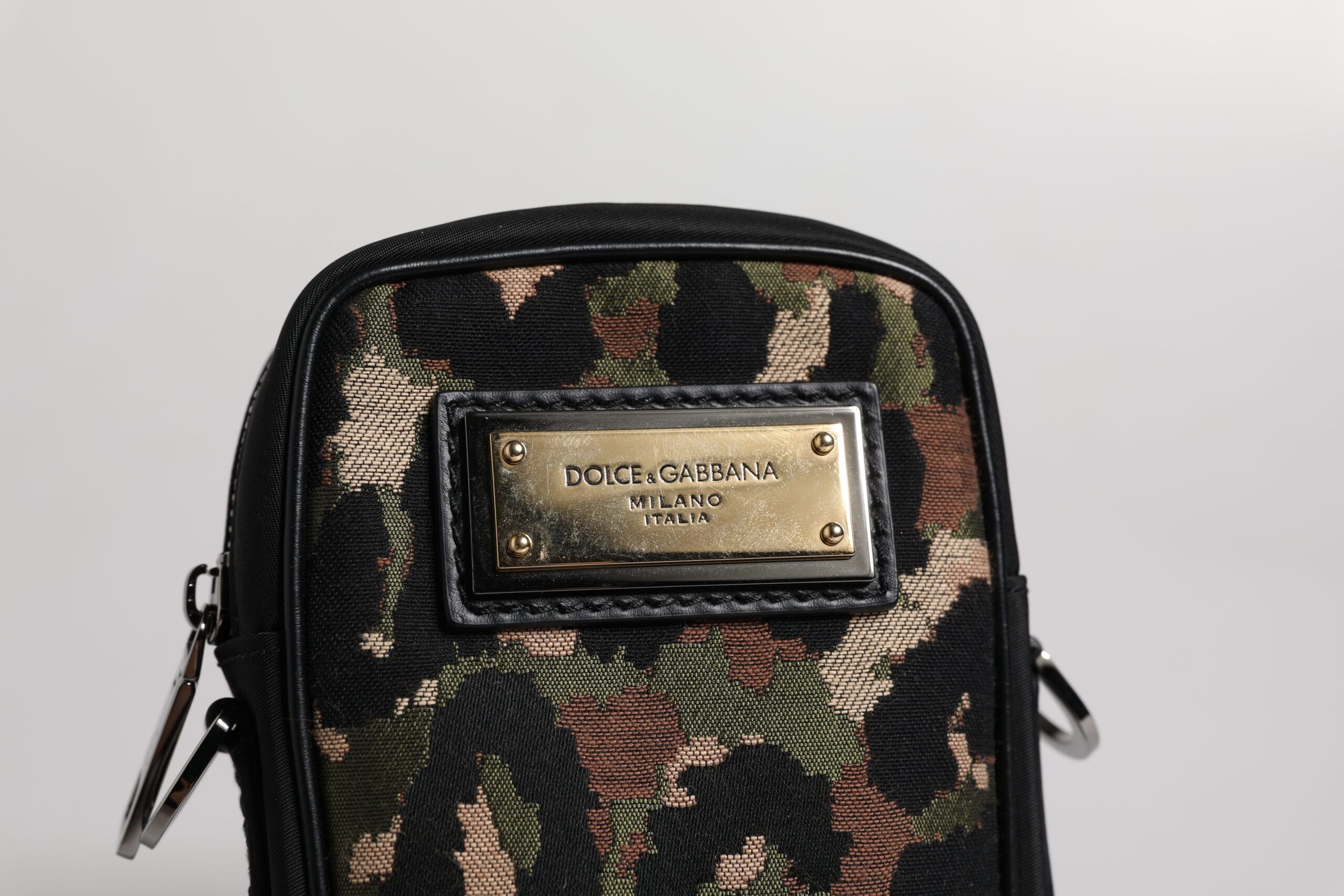 Leopard Jacquard Logo Plaque Neck Strap Men's Bag - Dolce & Gabbana - Modalova