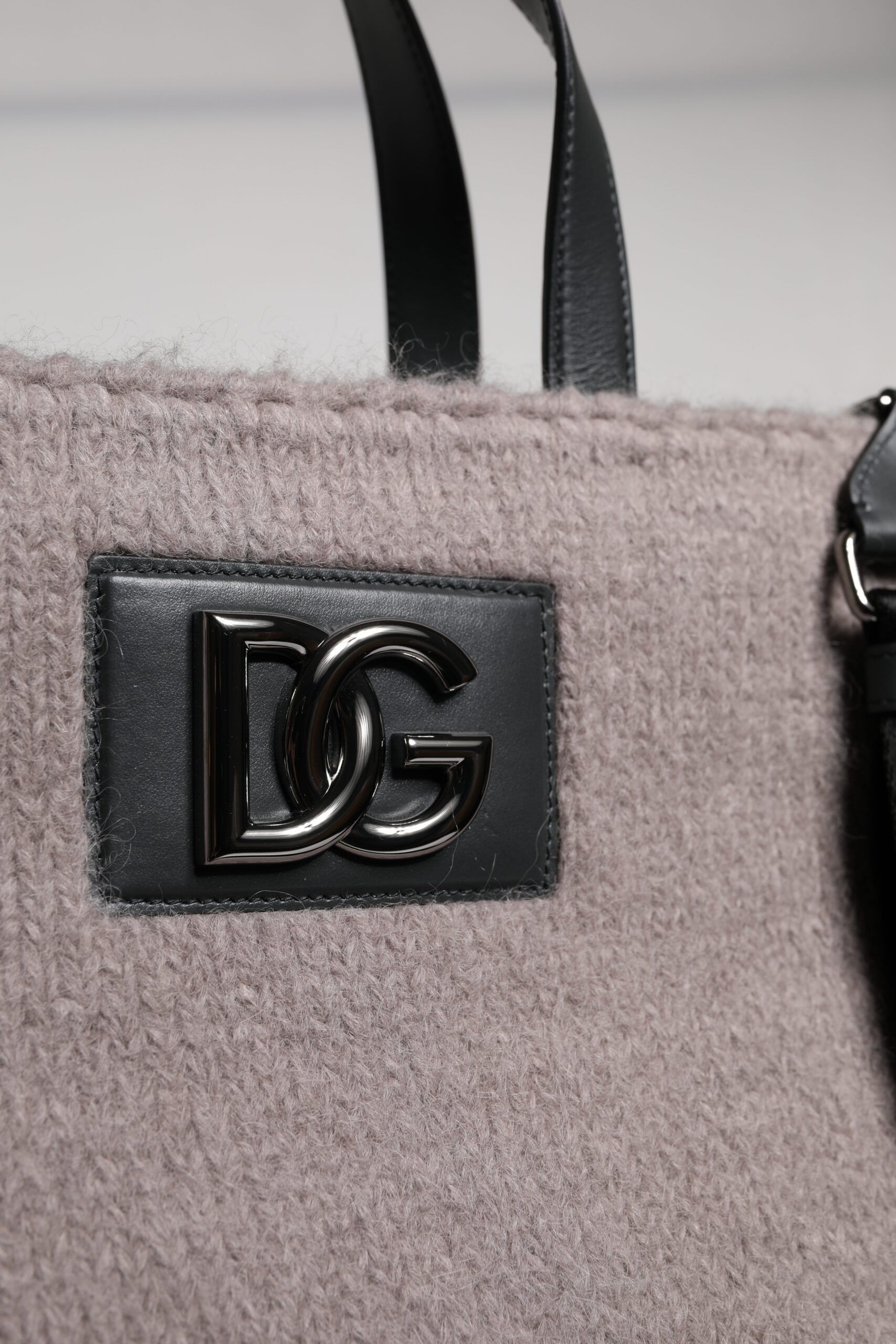 Grey Alpaca Wool Logo Plaque Tote Shoulder Men's Bag - Dolce & Gabbana - Modalova