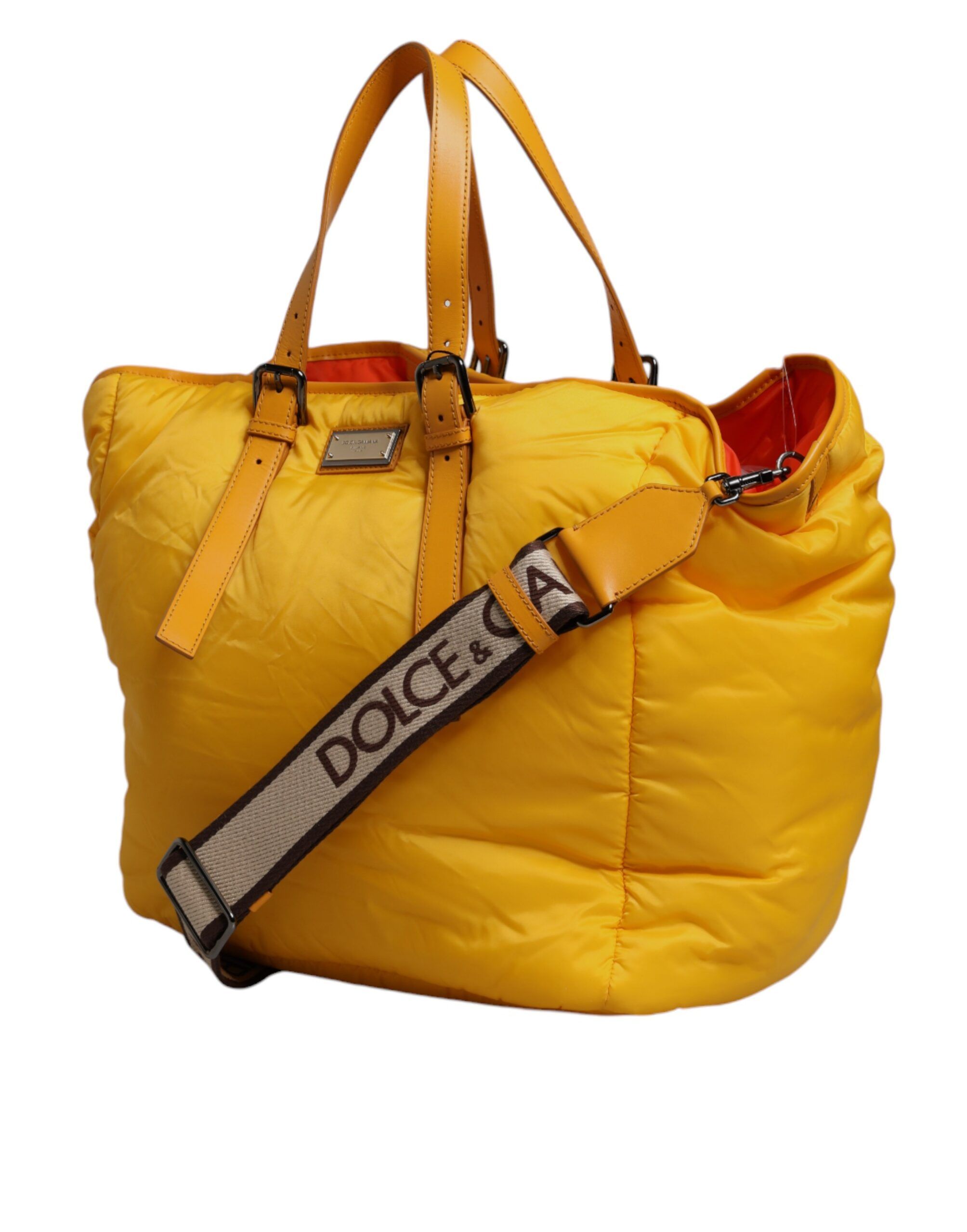Orange Nylon Logo Plaque Hand Shoulder Duffle Men's Bag - Dolce & Gabbana - Modalova