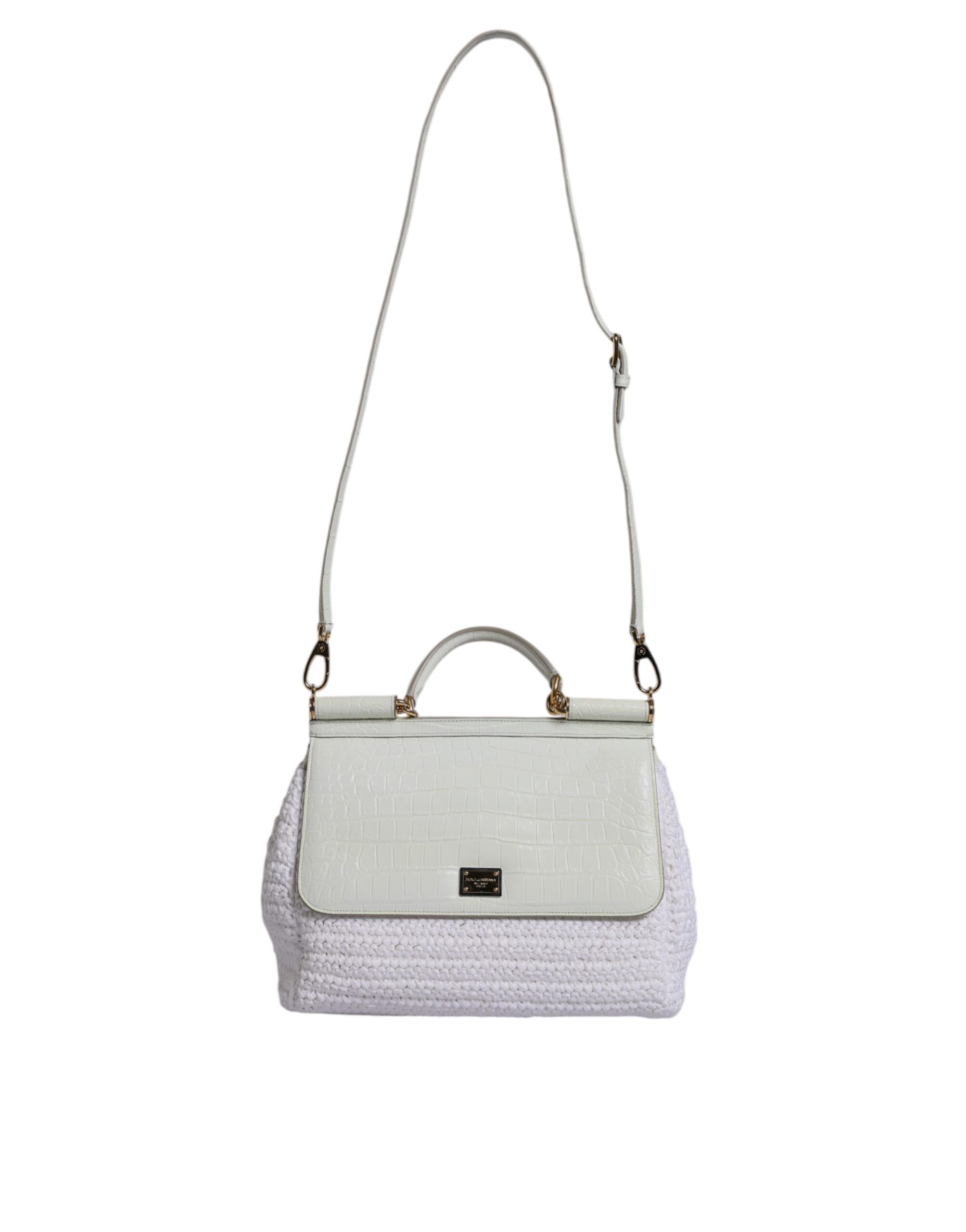 Rafia Leather Top Handle Crossbody Women's Bag (Pre-Owned) - Dolce & Gabbana - Modalova