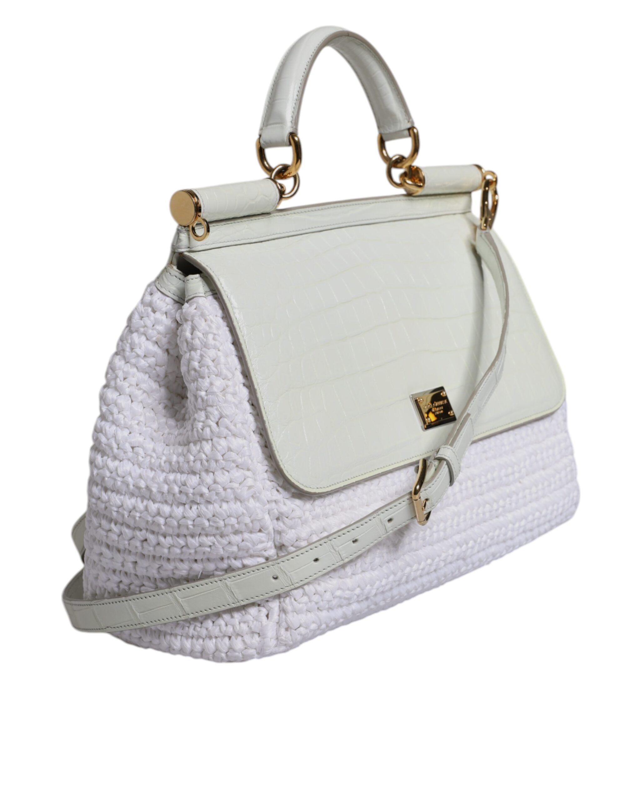Rafia Leather Top Handle Crossbody Women's Bag (Pre-Owned) - Dolce & Gabbana - Modalova