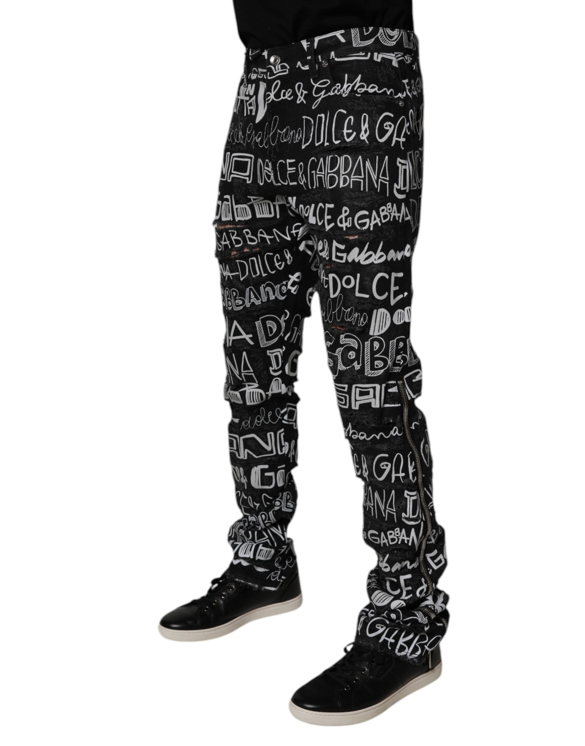 Cotton Logo Print Straight Denim Men's Jeans - Dolce & Gabbana - Modalova
