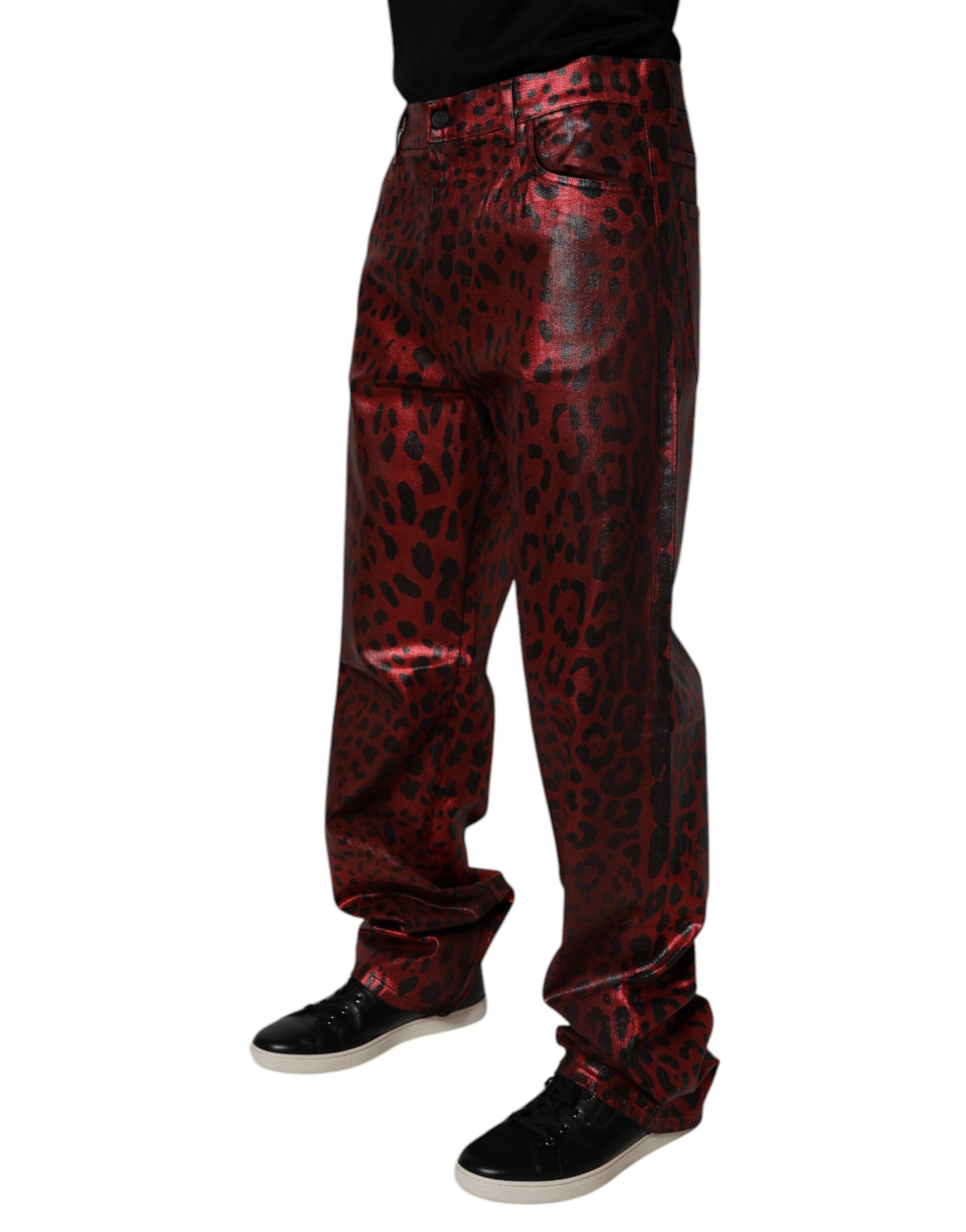 Leopard Cotton Straight Men Denim Men's Jeans - Dolce & Gabbana - Modalova