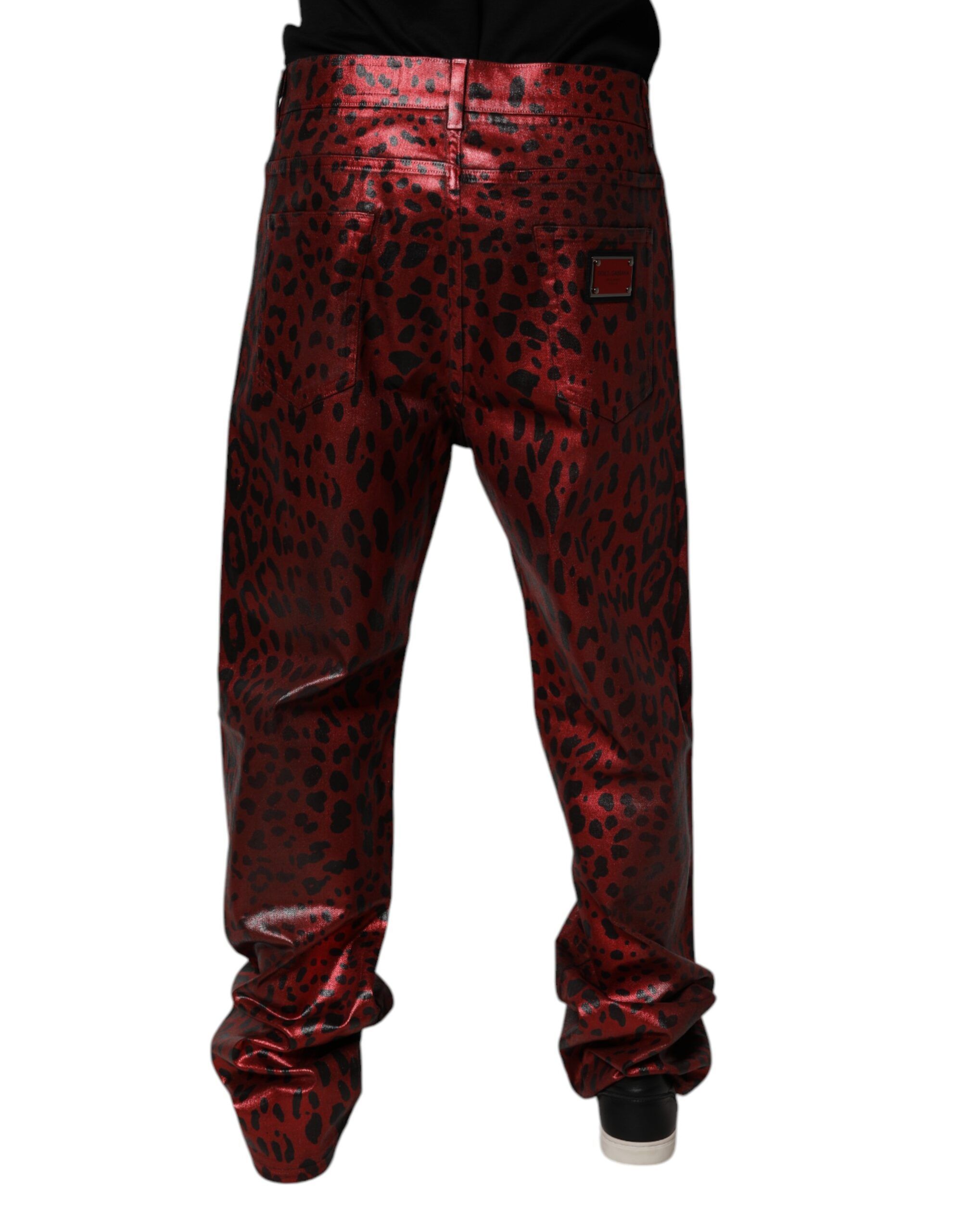 Leopard Cotton Straight Men Denim Men's Jeans - Dolce & Gabbana - Modalova