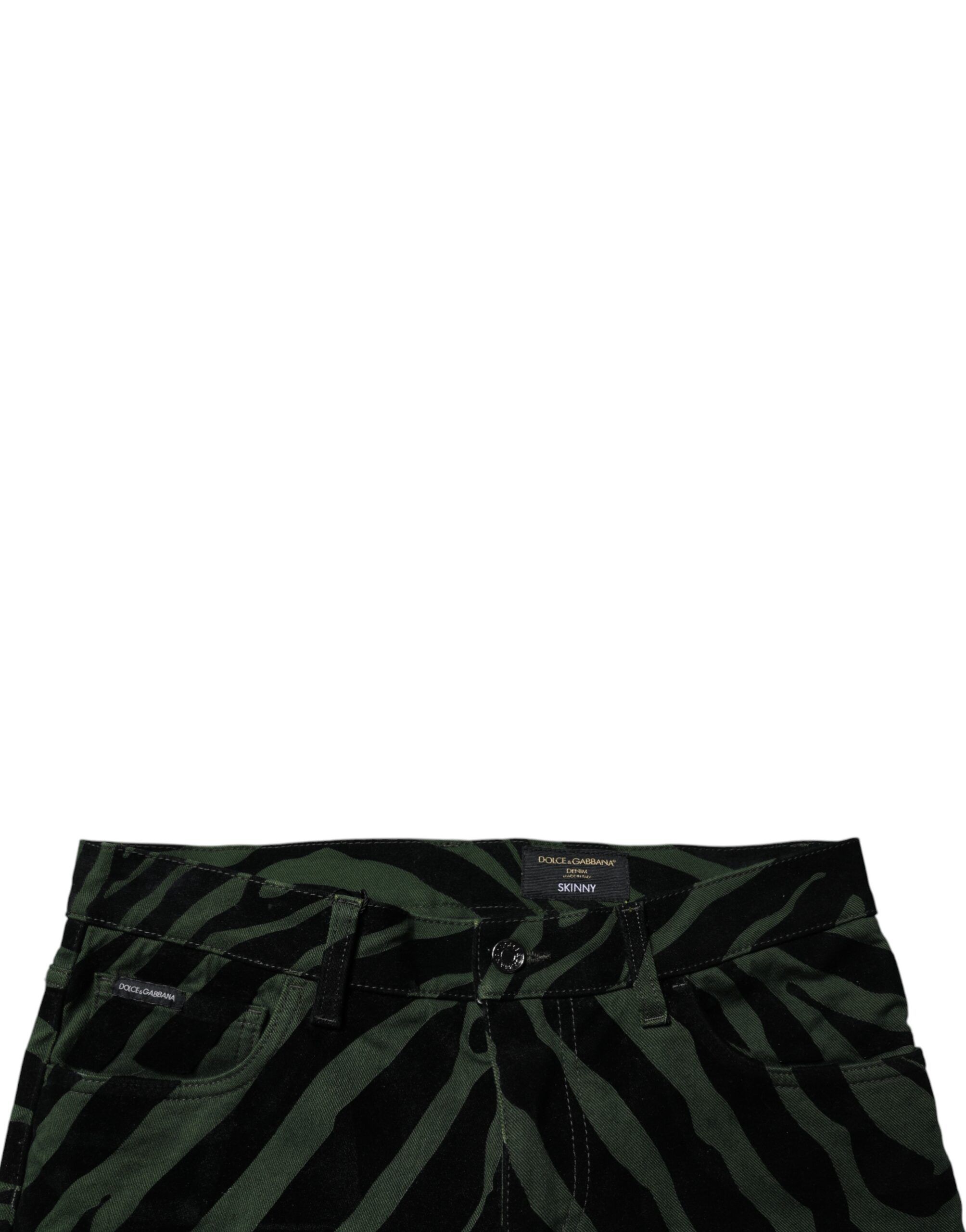 Black Green Stripes Cotton Skinny Denim Men's Jeans - Dolce & Gabbana - Modalova