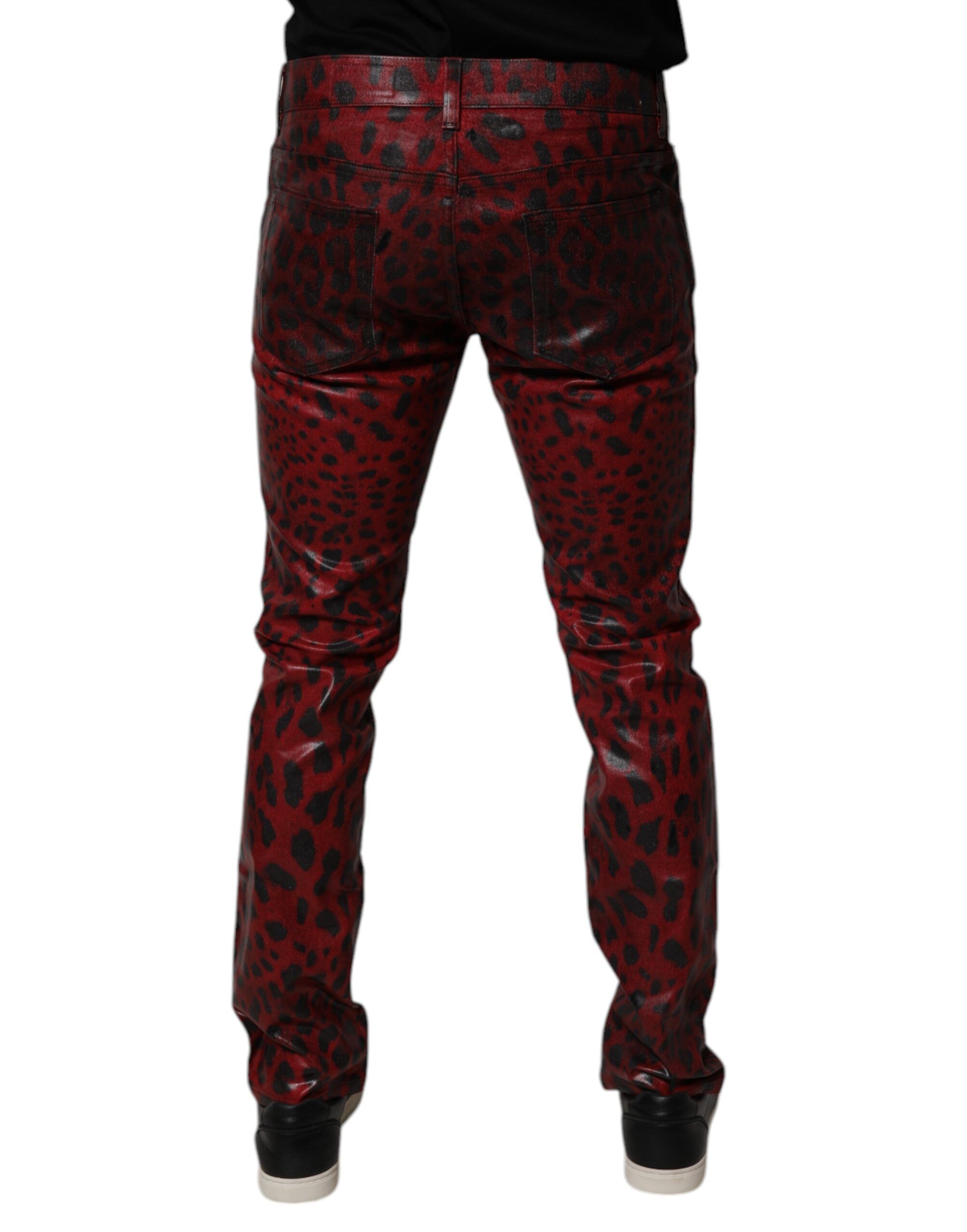 Leopard Cotton Skinny Men Denim Men's Jeans - Dolce & Gabbana - Modalova