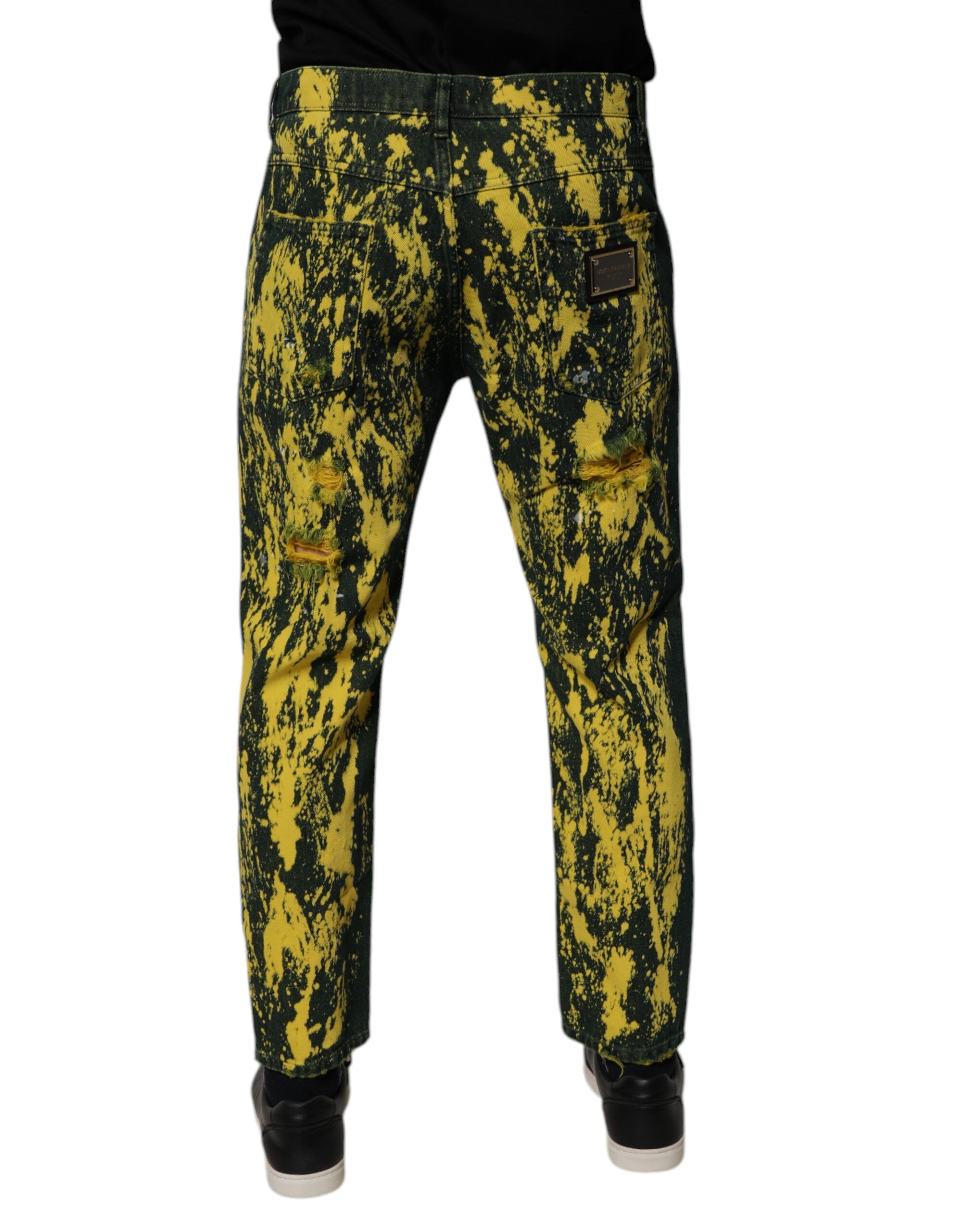 Black Tie Dye Tattered Skinny Men Denim Men's Jeans - Dolce & Gabbana - Modalova