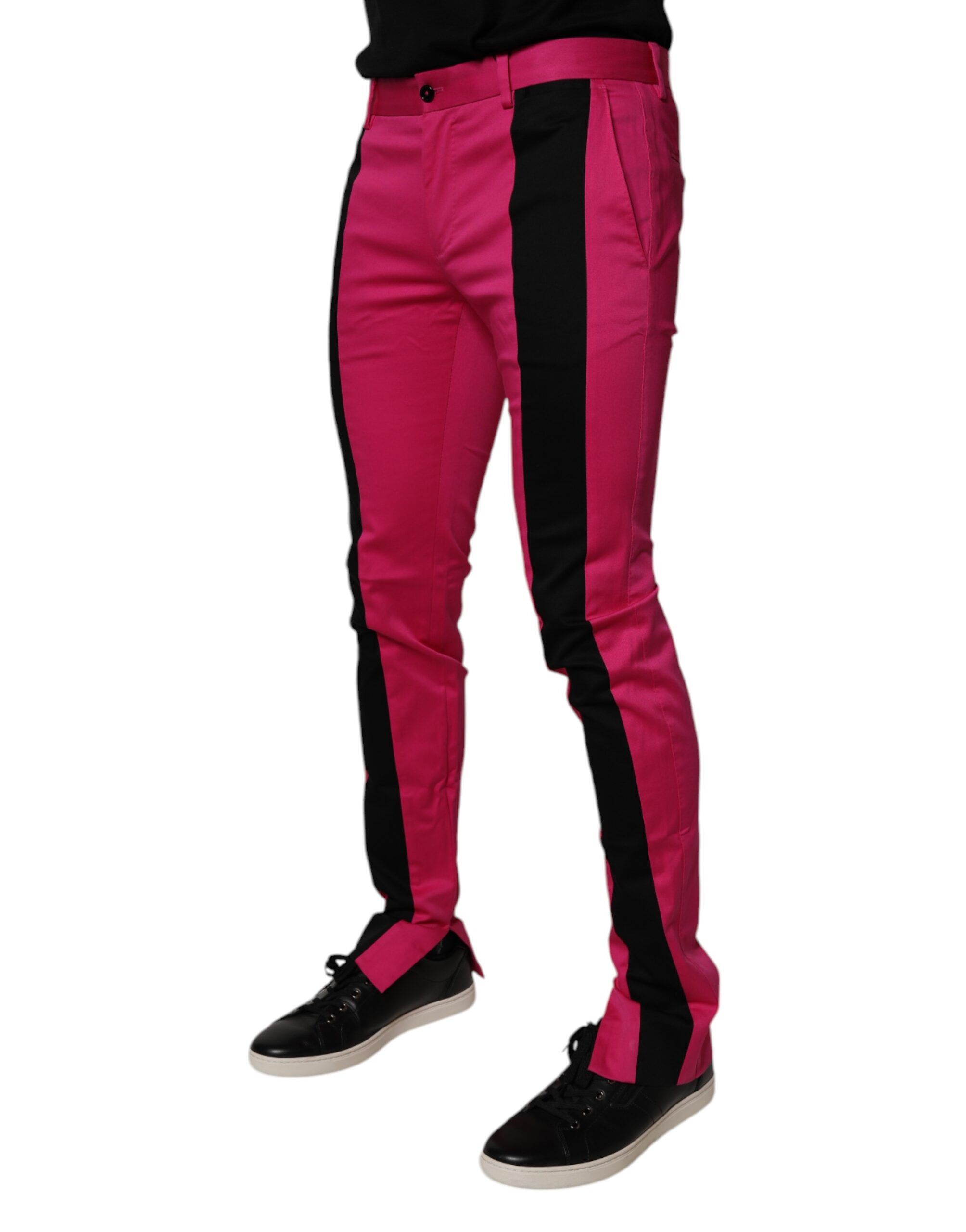 Black Stripe Slim Fit Men Dress Men's Pants - Dolce & Gabbana - Modalova