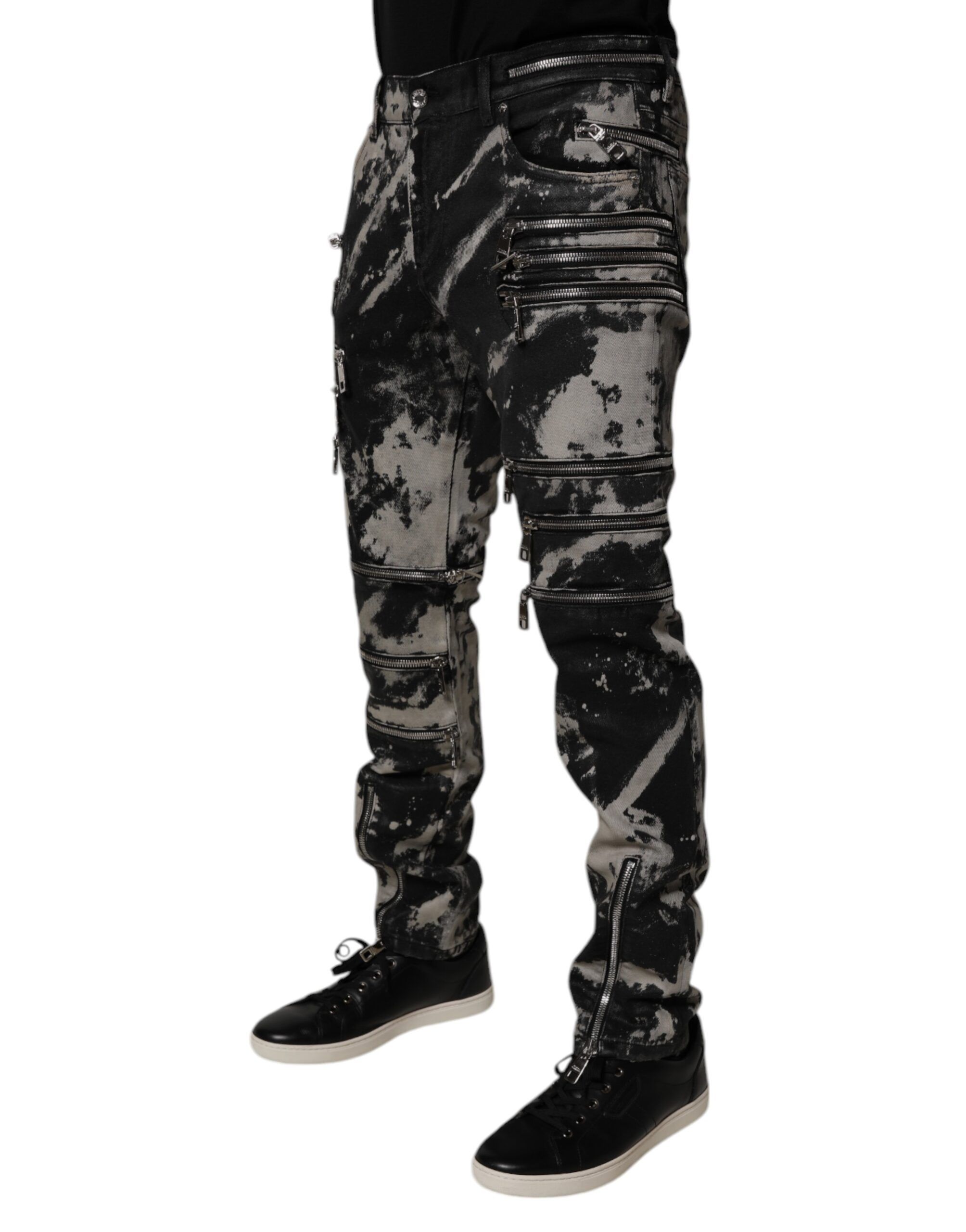 Tie Dye Cotton Skinny Zip Denim Men's Jeans - Dolce & Gabbana - Modalova