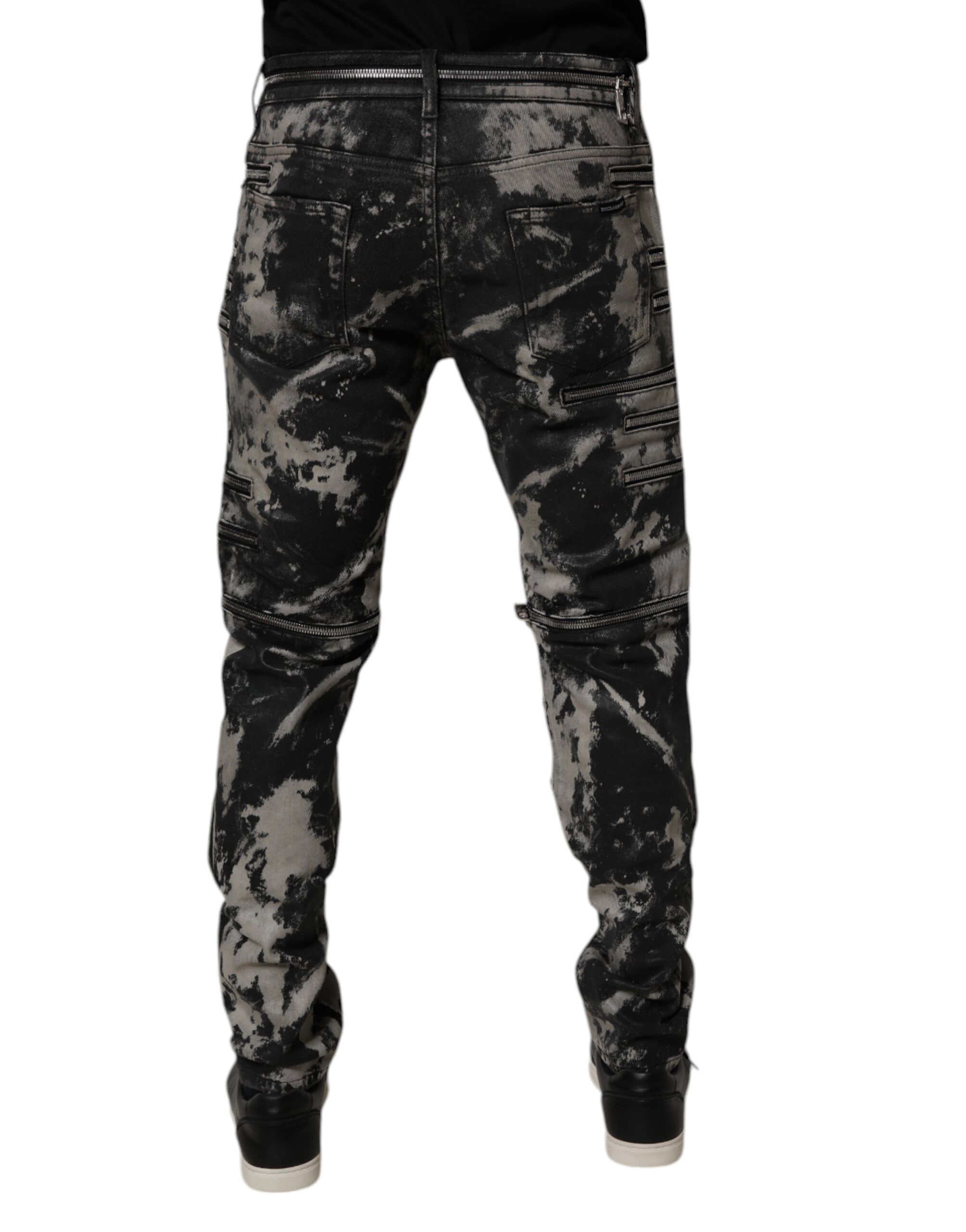 Tie Dye Cotton Skinny Zip Denim Men's Jeans - Dolce & Gabbana - Modalova