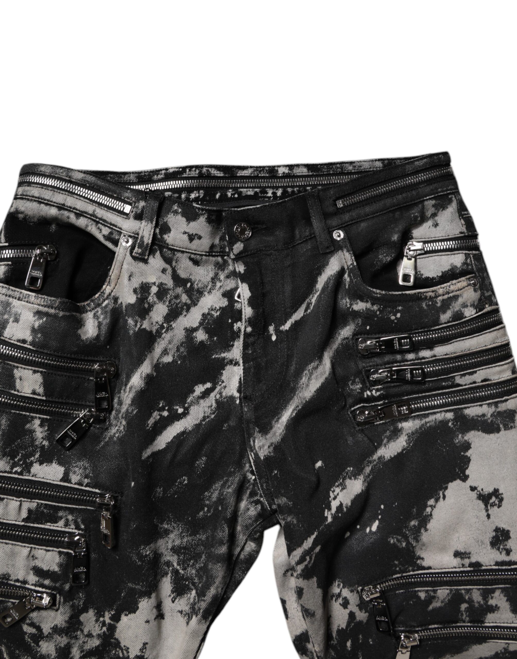 Tie Dye Cotton Skinny Zip Denim Men's Jeans - Dolce & Gabbana - Modalova