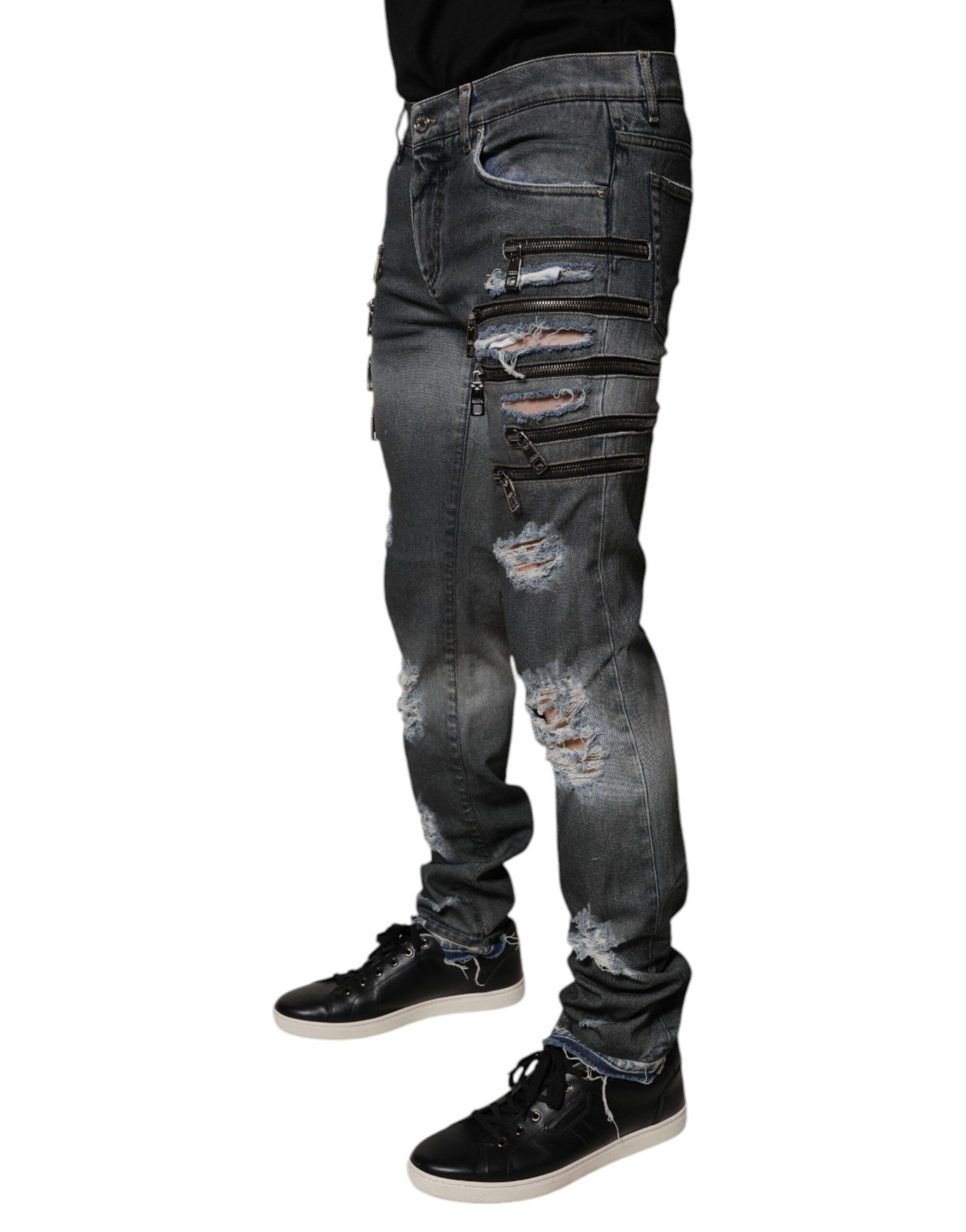 Tattered Cotton Skinny Denim Men's Jeans - Dolce & Gabbana - Modalova