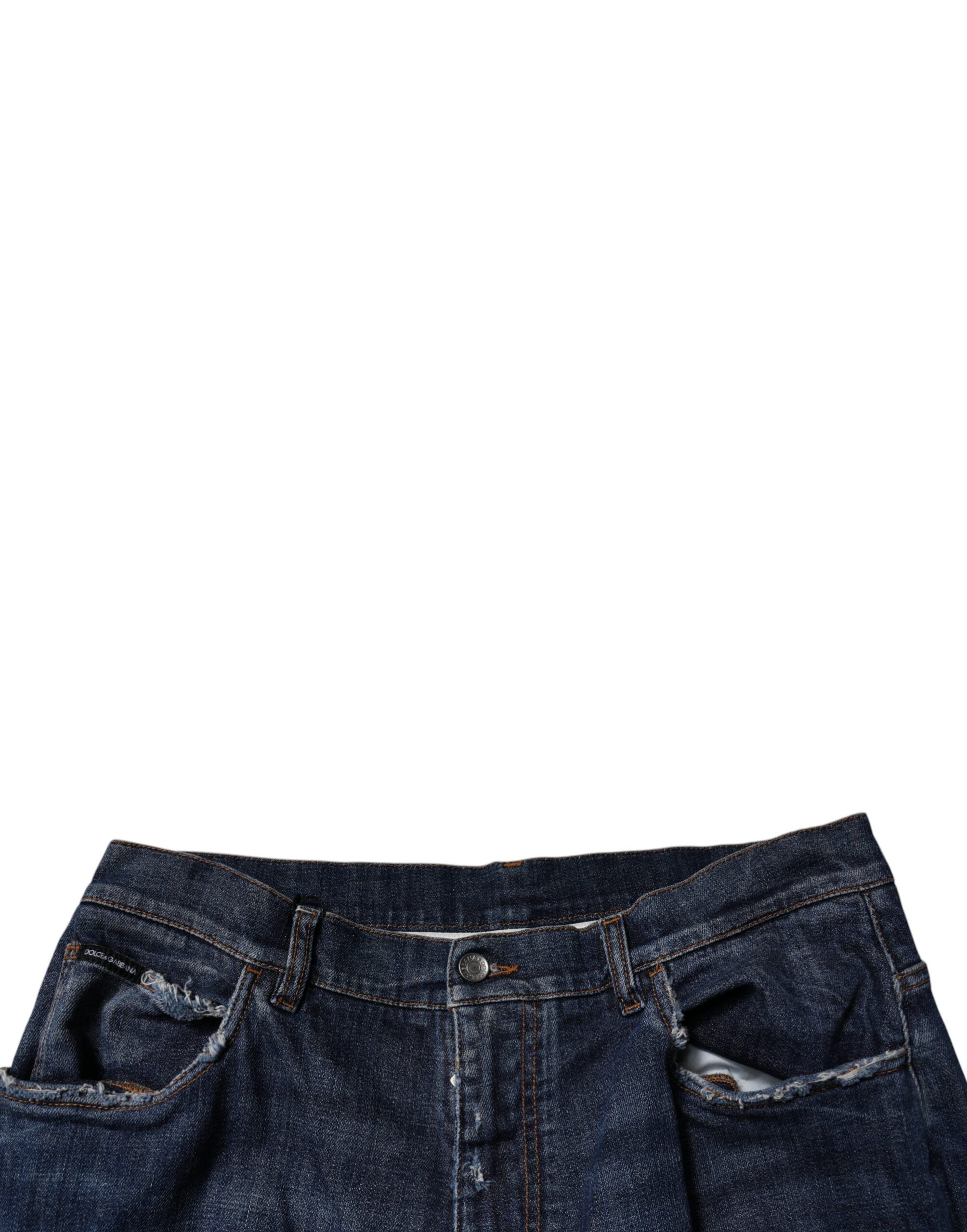 Dark Tattered Wide Leg Men Denim Men's Jeans - Dolce & Gabbana - Modalova
