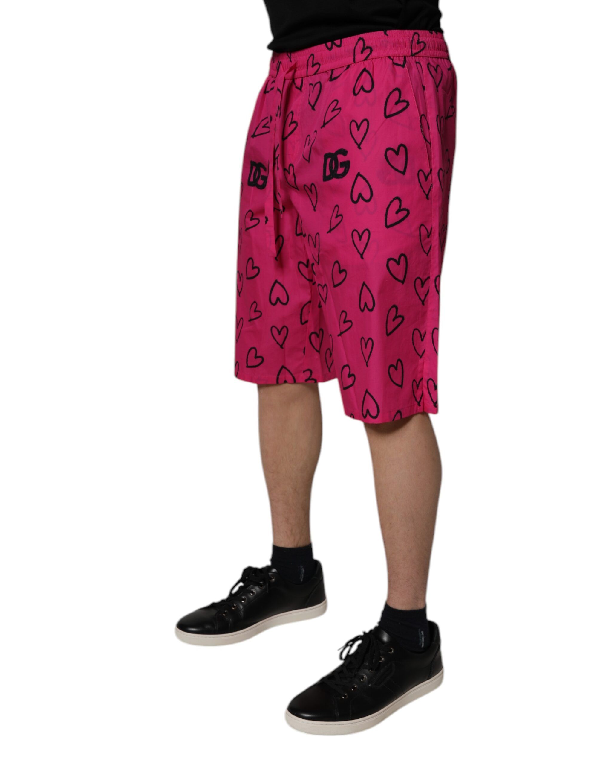 Cotton Heart Print Bermuda Men's Shorts - Dolce & Gabbana - Modalova