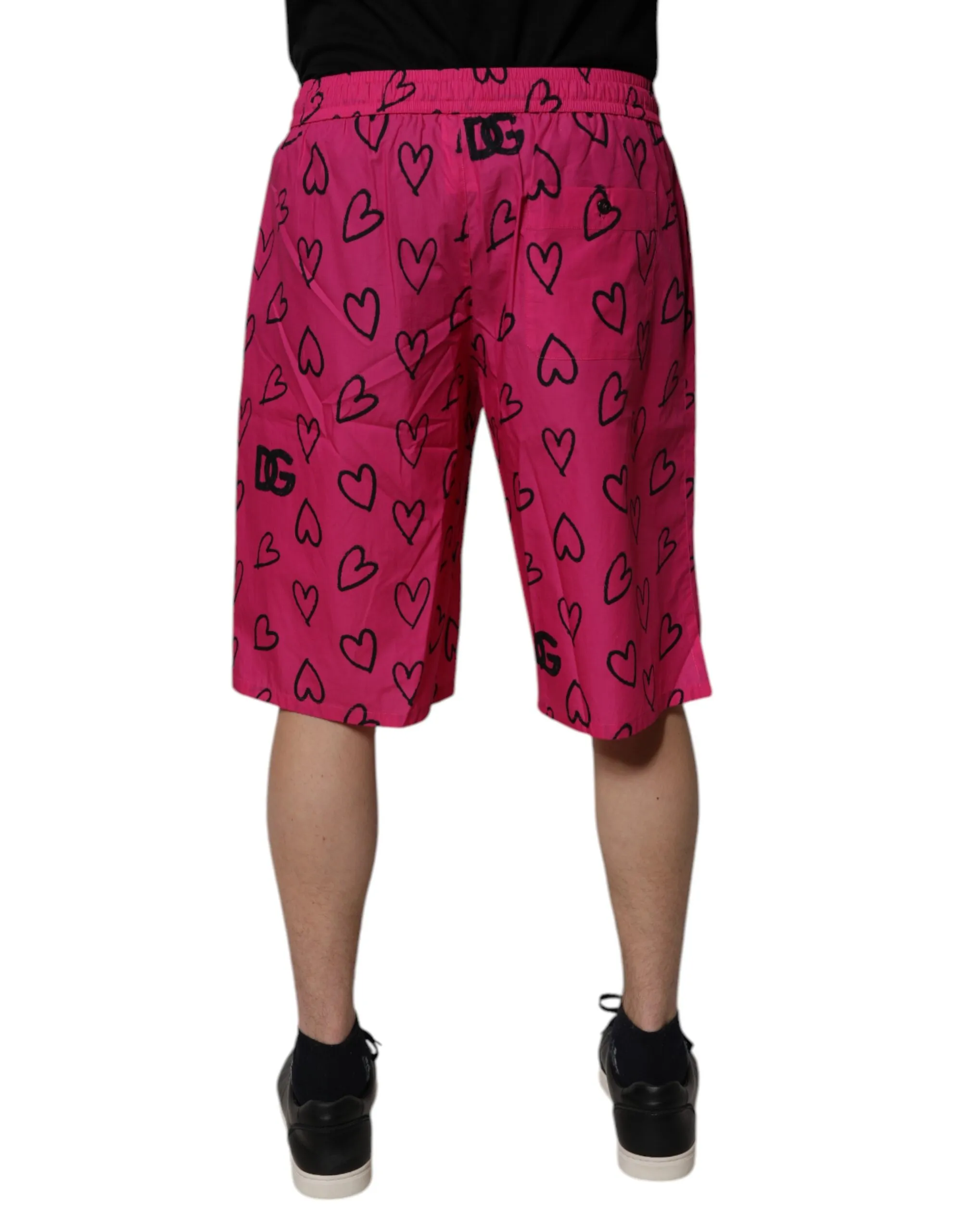 Cotton Heart Print Bermuda Men's Shorts - Dolce & Gabbana - Modalova
