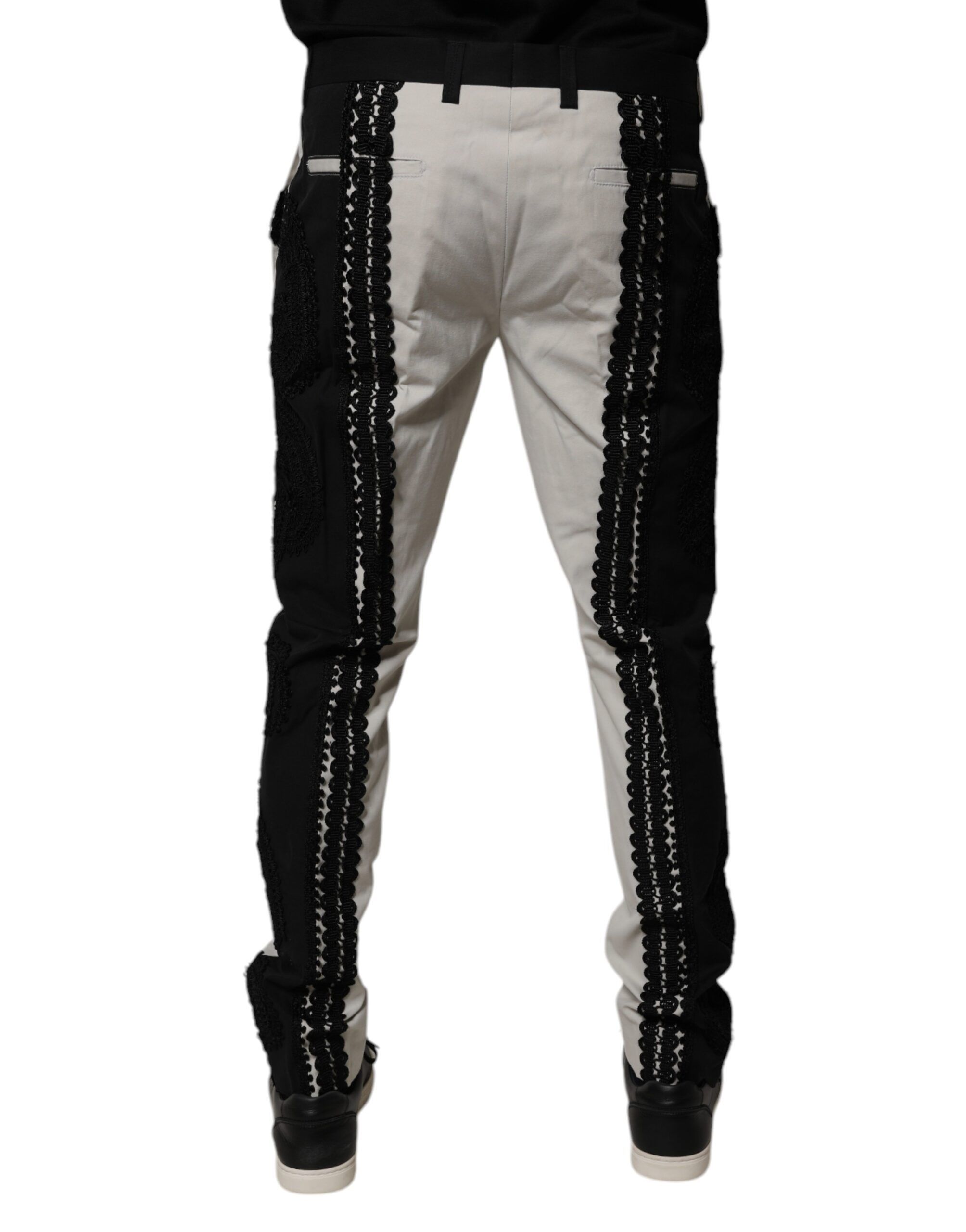 Lace Trim Mid Waist Dress Formal Men's Pants - Dolce & Gabbana - Modalova