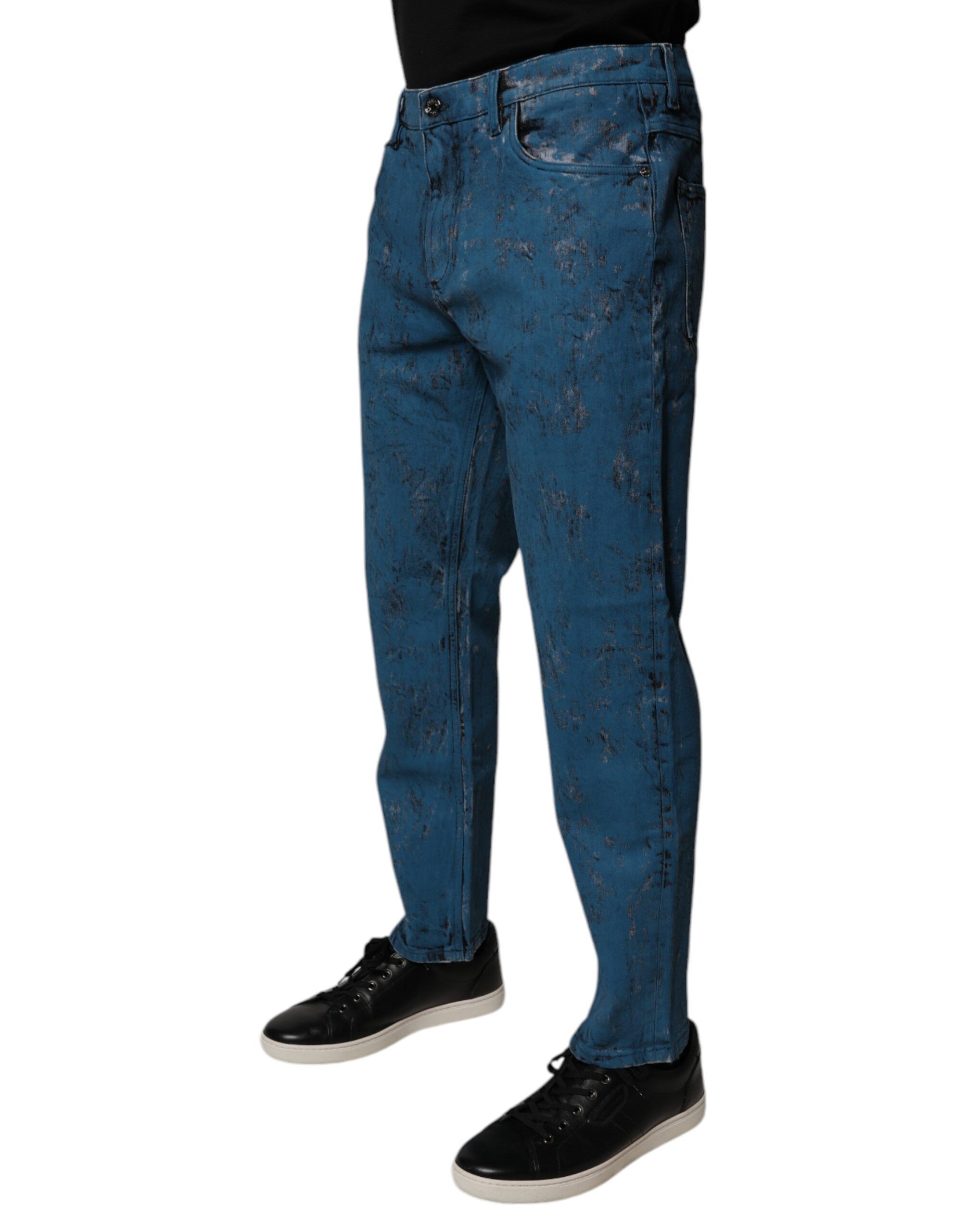 Tie Dye Cotton Skinny Men Denim Men's Jeans - Dolce & Gabbana - Modalova