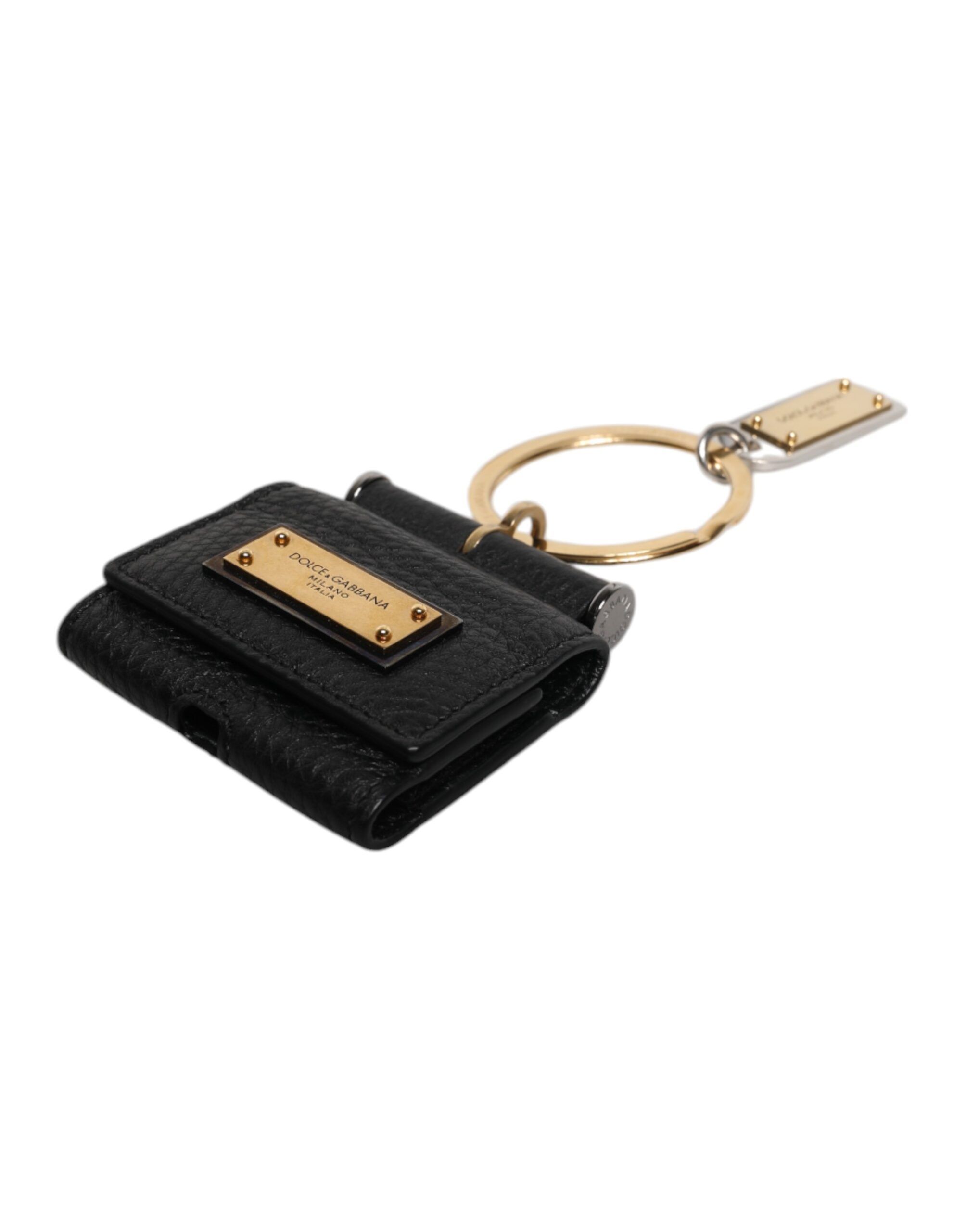 Leather Strap Gold Metal Logo Plaque Airpods Men's Case - Dolce & Gabbana - Modalova