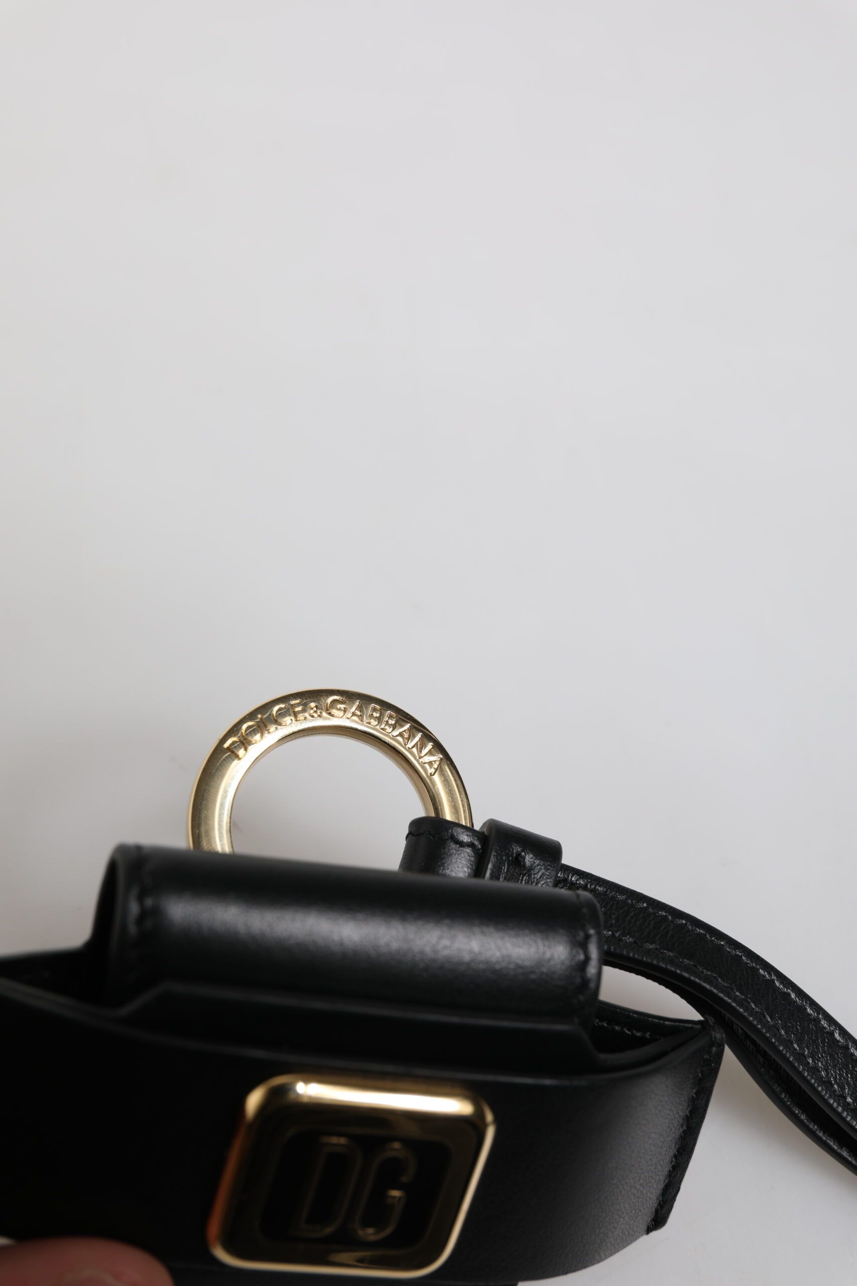 Leather Strap Gold Metal Logo Plaque Airpods Men's Case - Dolce & Gabbana - Modalova