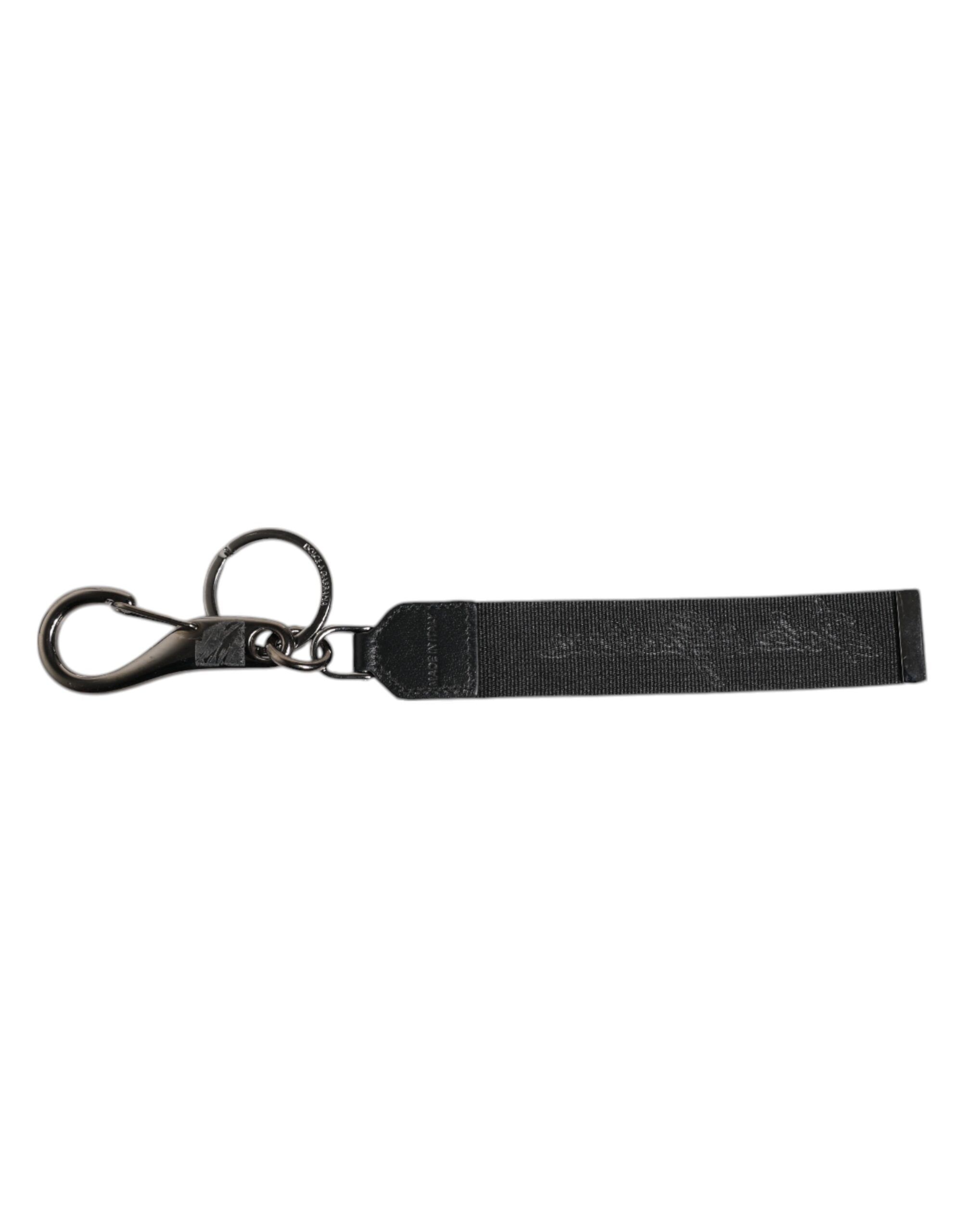 Black White DG Logo Silver Men Keychain Polyester Men's Keyring - Dolce & Gabbana - Modalova