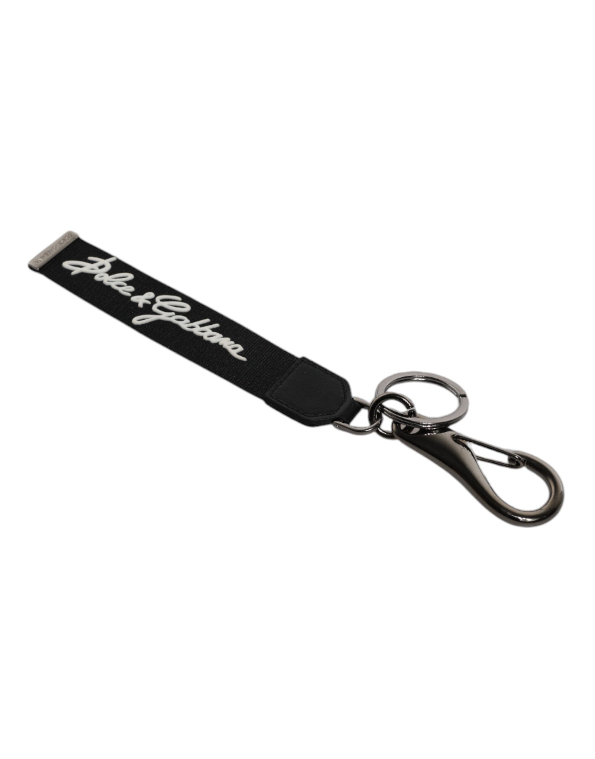 Black White DG Logo Silver Men Keychain Polyester Men's Keyring - Dolce & Gabbana - Modalova