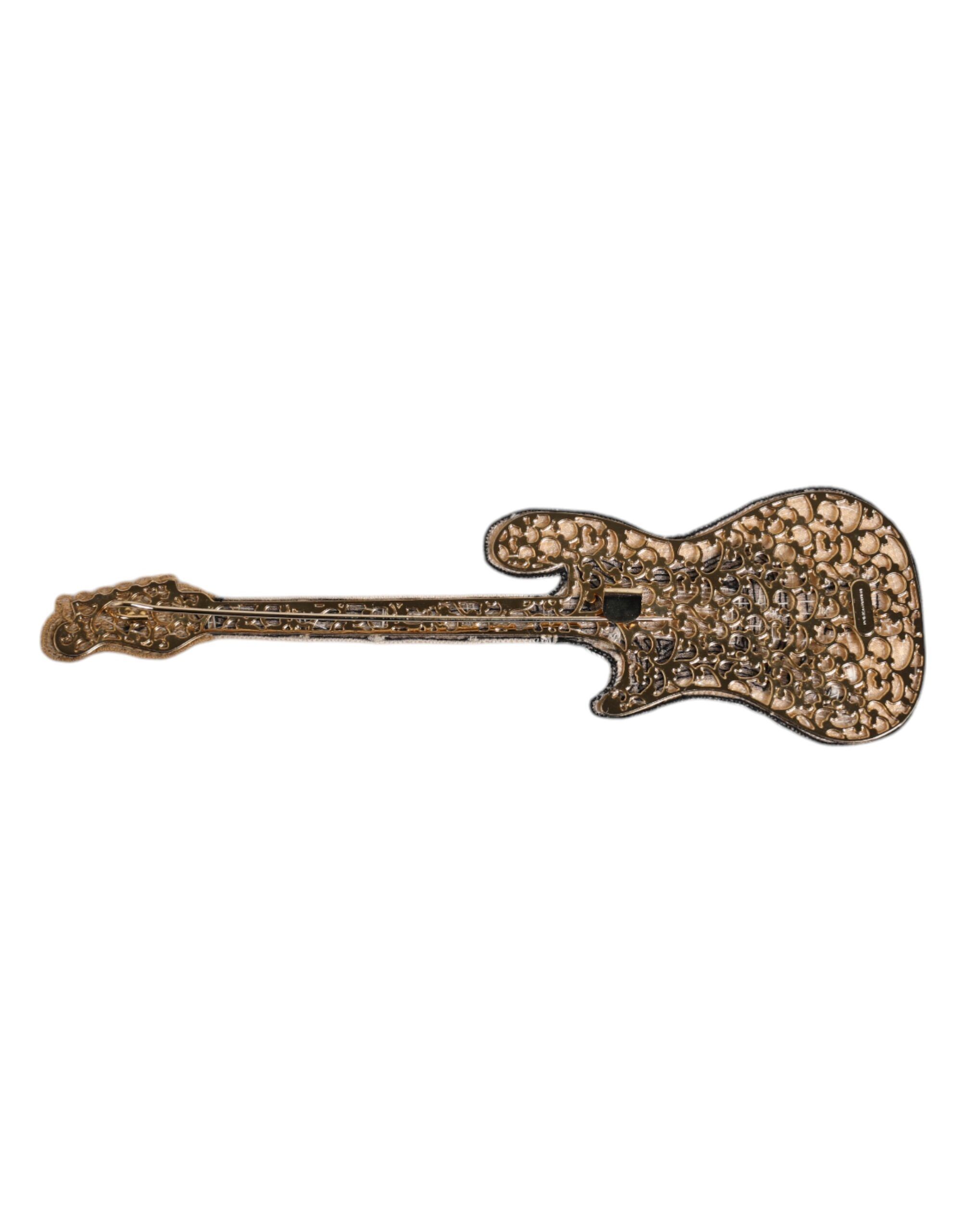 Brass Logo Beaded Guitar Pin Men's Brooch - Dolce & Gabbana - Modalova