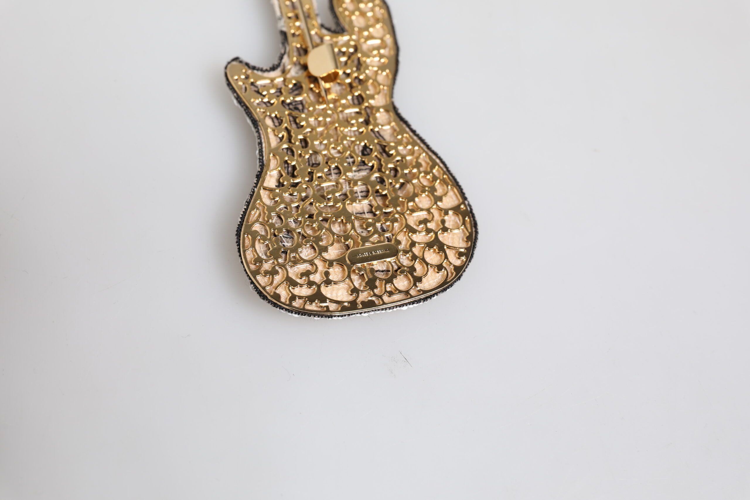 Brass Logo Beaded Guitar Pin Men's Brooch - Dolce & Gabbana - Modalova
