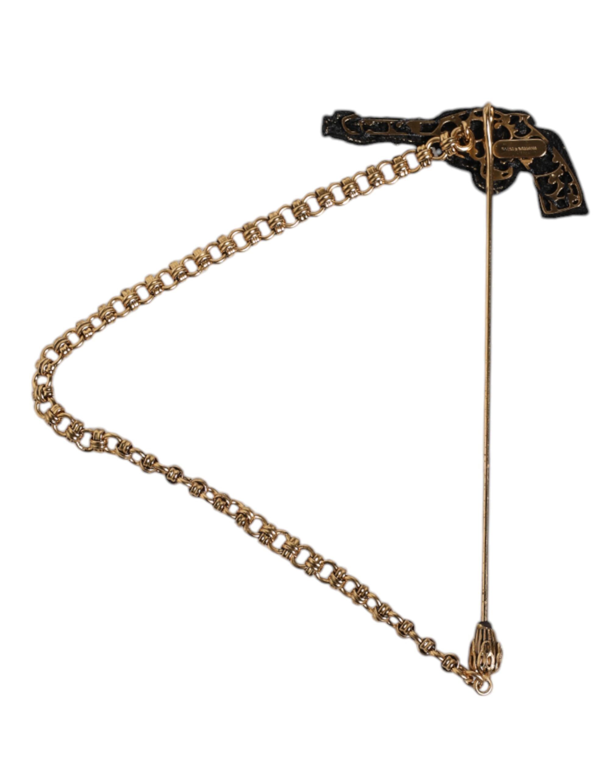 Black Gold Brass Copper Revolver Brooch Lapel Men's Pin - Dolce & Gabbana - Modalova