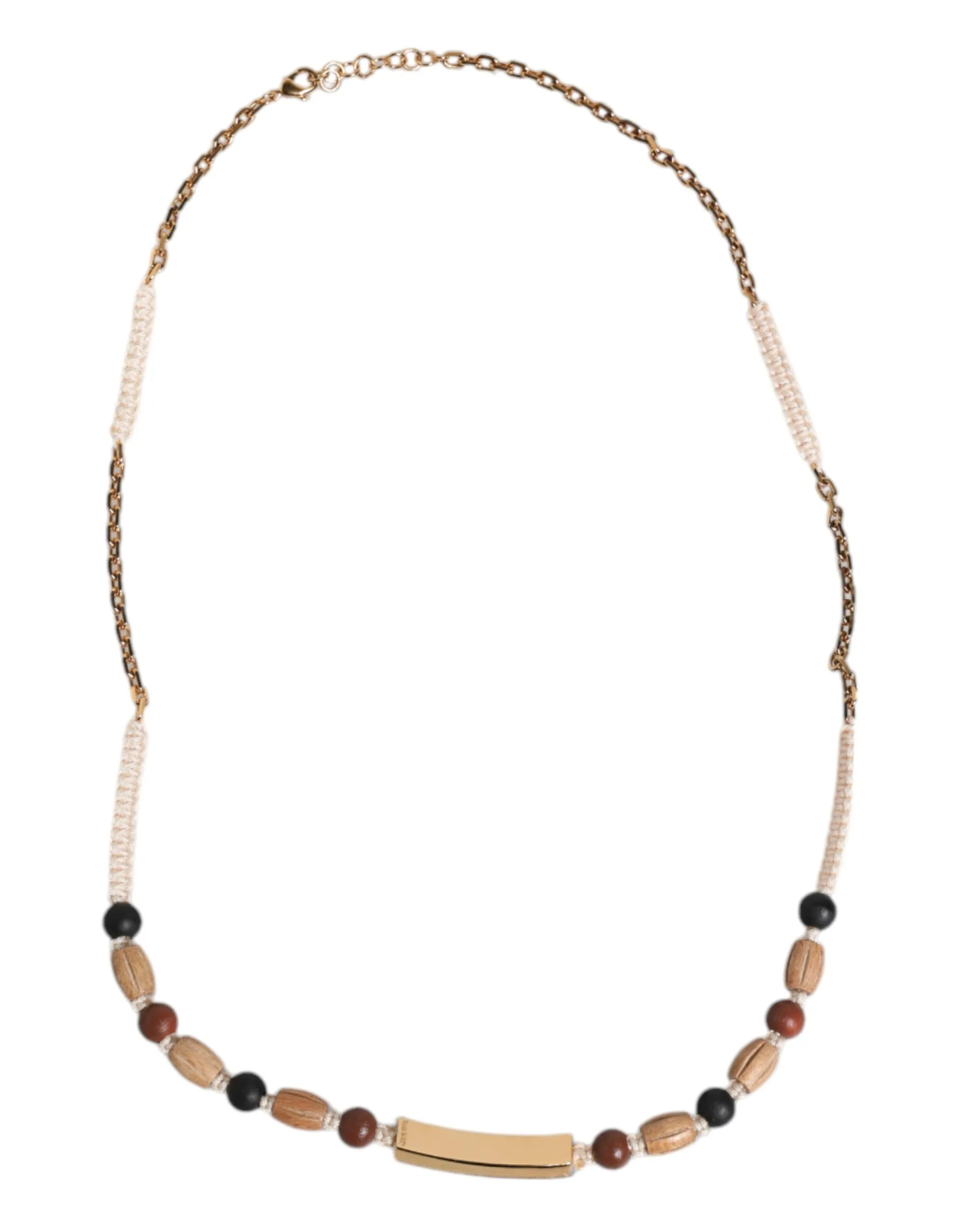 Black Wooden Beaded Logo Pendant Men's Necklace - Dolce & Gabbana - Modalova