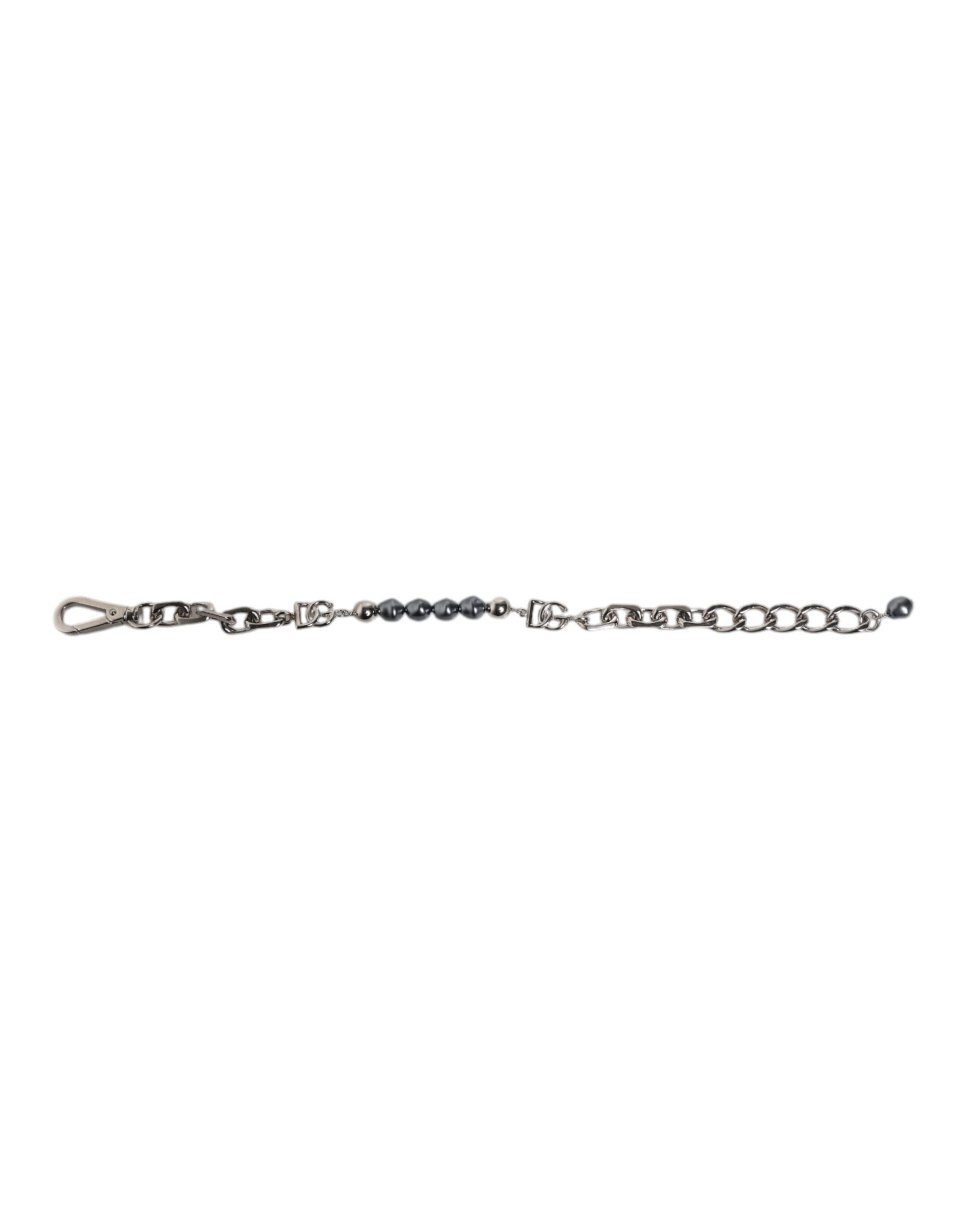 Tone Chain Lobster Clasp Logo Gray Pearls Men's Bracelet - Dolce & Gabbana - Modalova