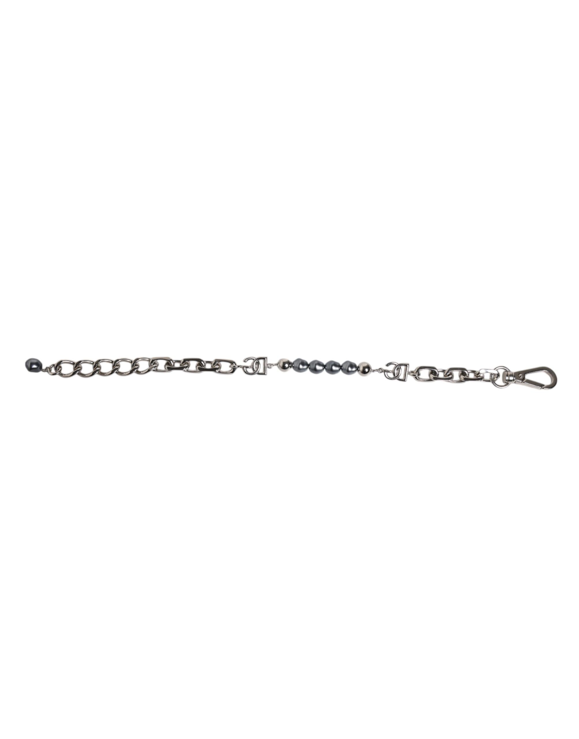 Tone Chain Lobster Clasp Logo Gray Pearls Men's Bracelet - Dolce & Gabbana - Modalova