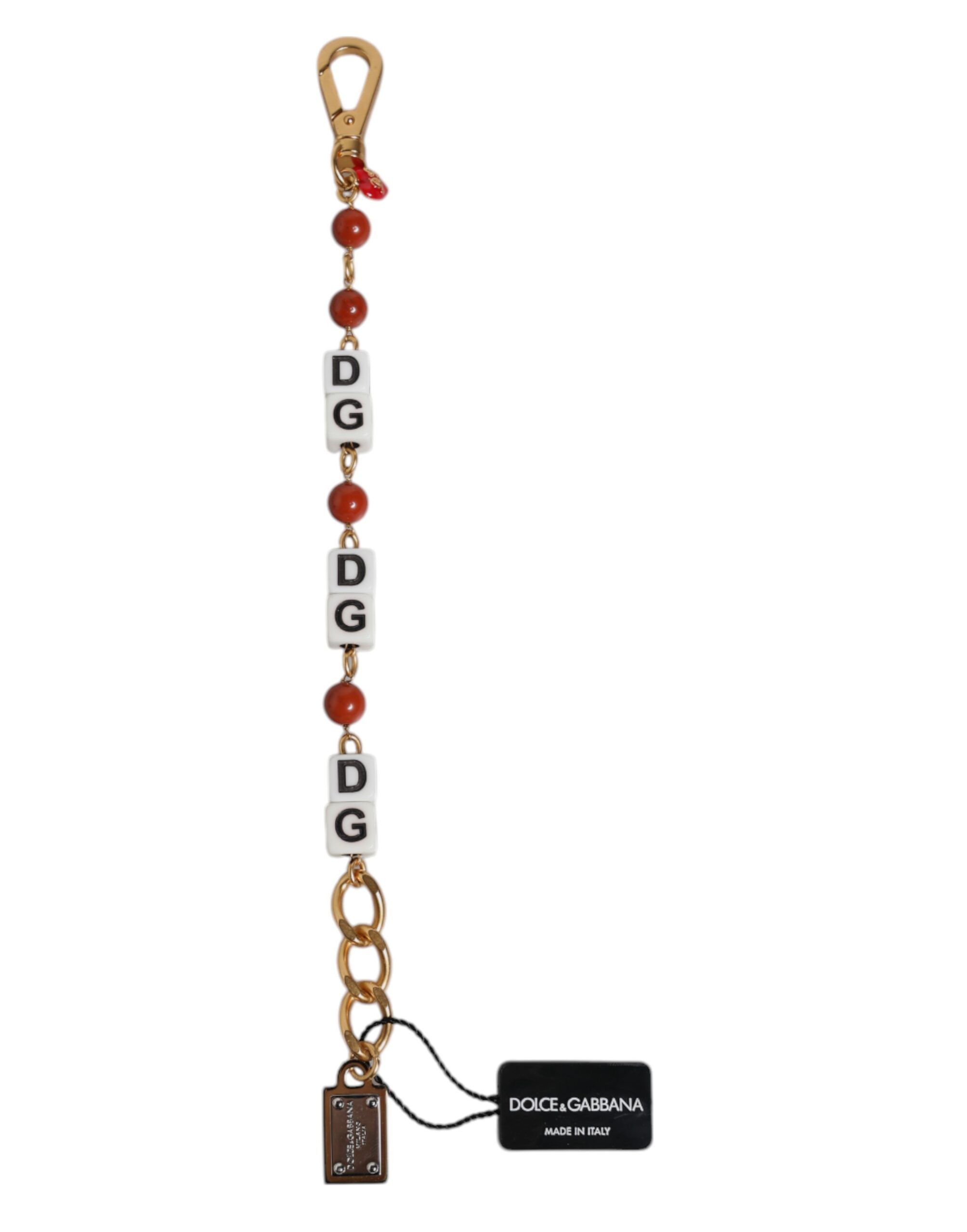 Gold Tone Brass Chain DG Logo Dice Men's Bracelet - Dolce & Gabbana - Modalova