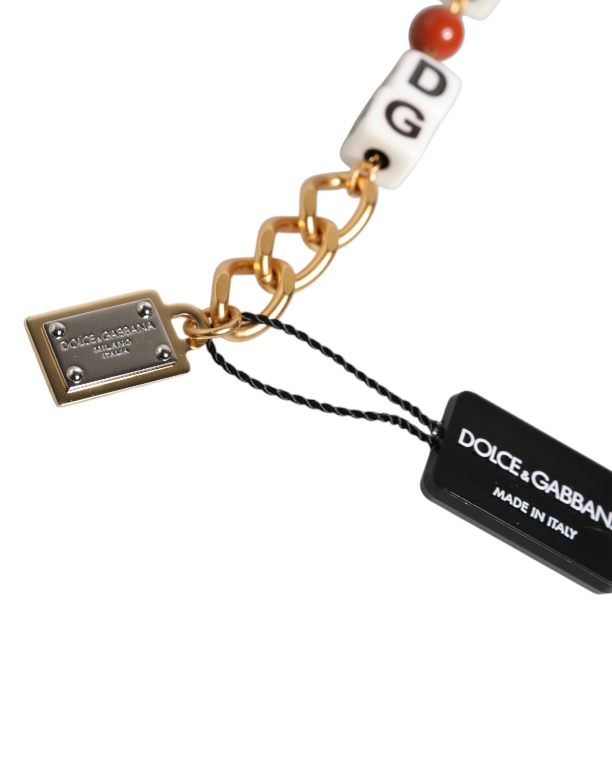 Gold Tone Brass Chain DG Logo Dice Men's Bracelet - Dolce & Gabbana - Modalova