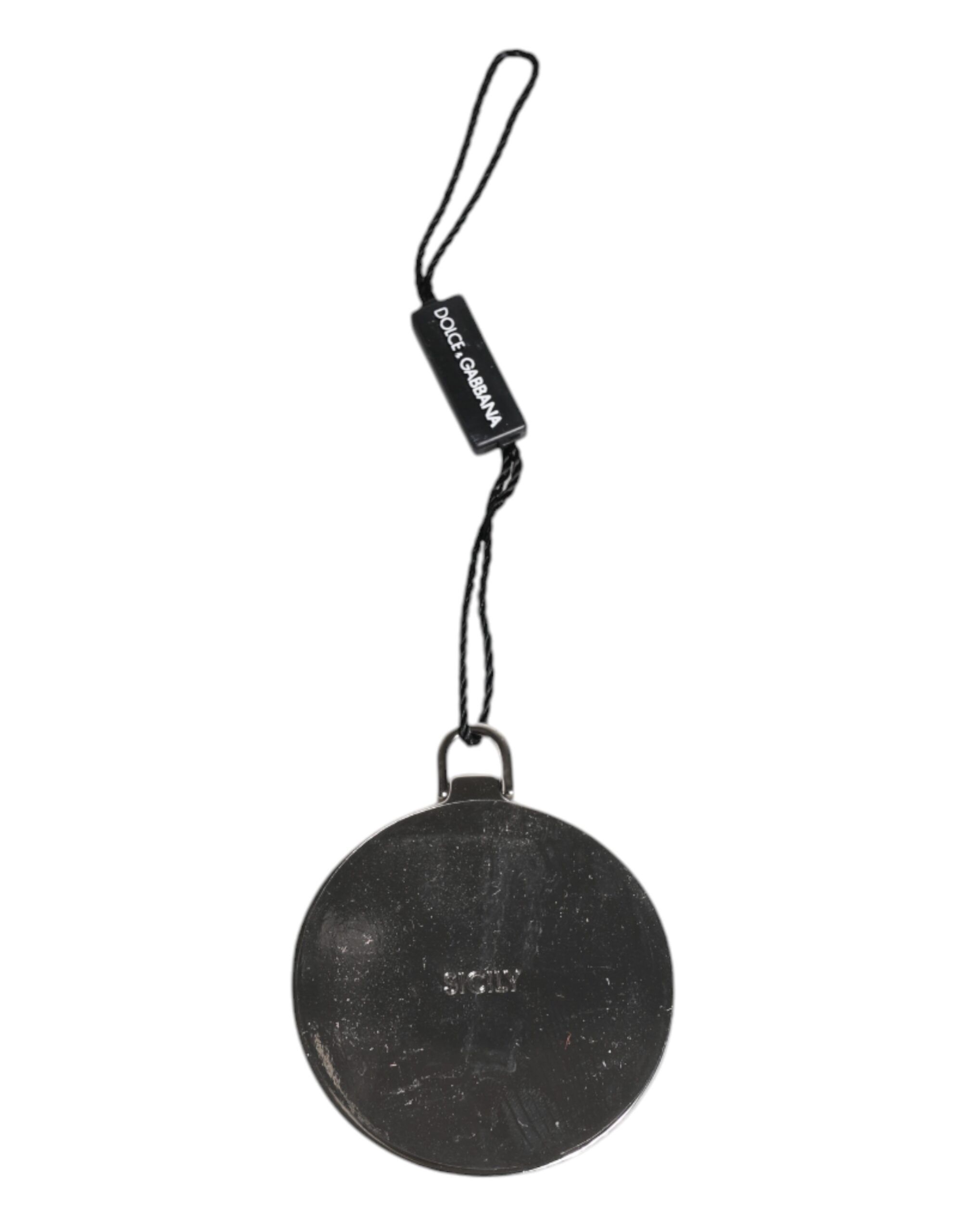 Calfskin Leather Round Logo Hand Mirror Women's Holder - Dolce & Gabbana - Modalova