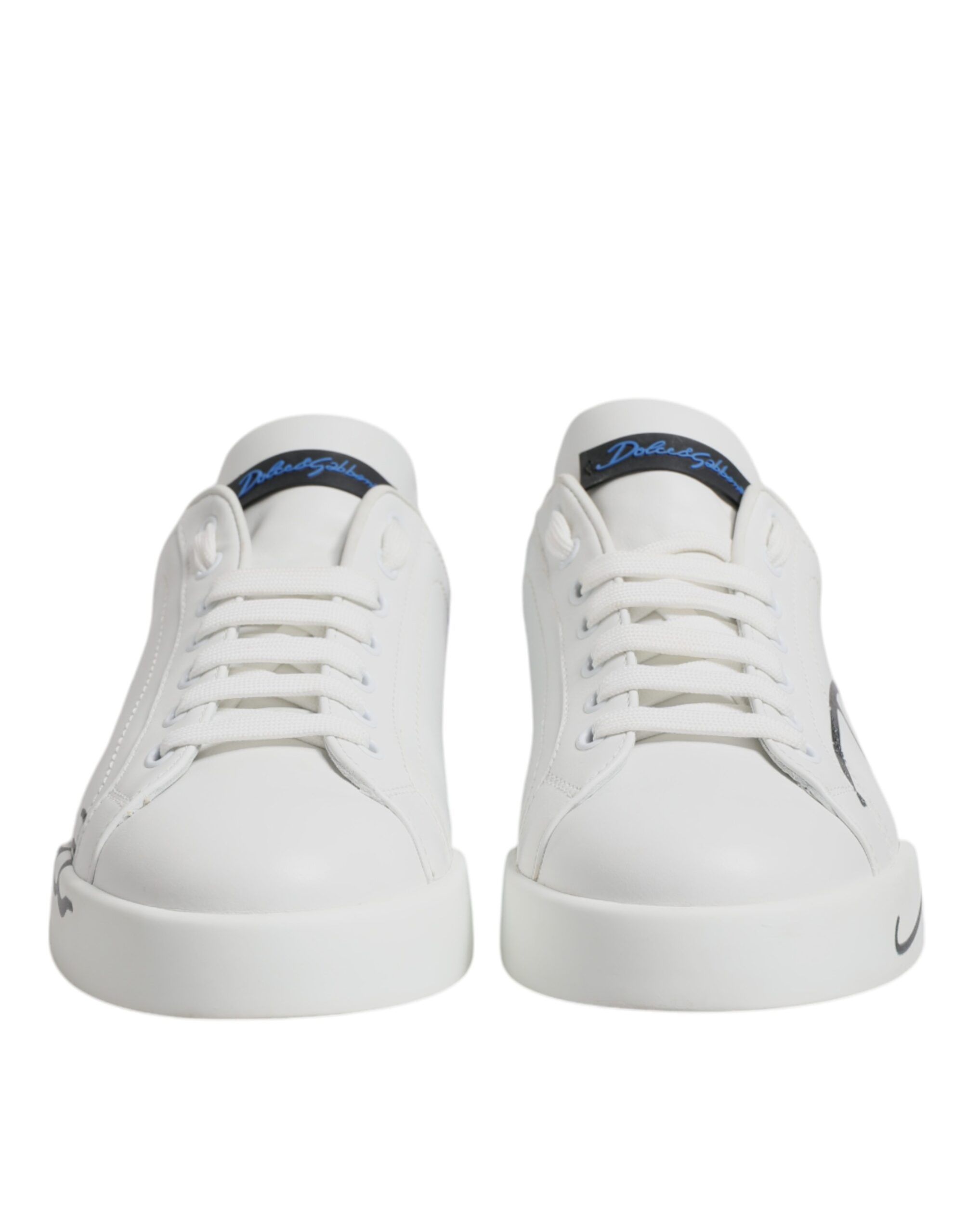 White Blue Leather Logo Low Top Sneakers Men's Shoes (Pre-Owned) - Dolce & Gabbana - Modalova