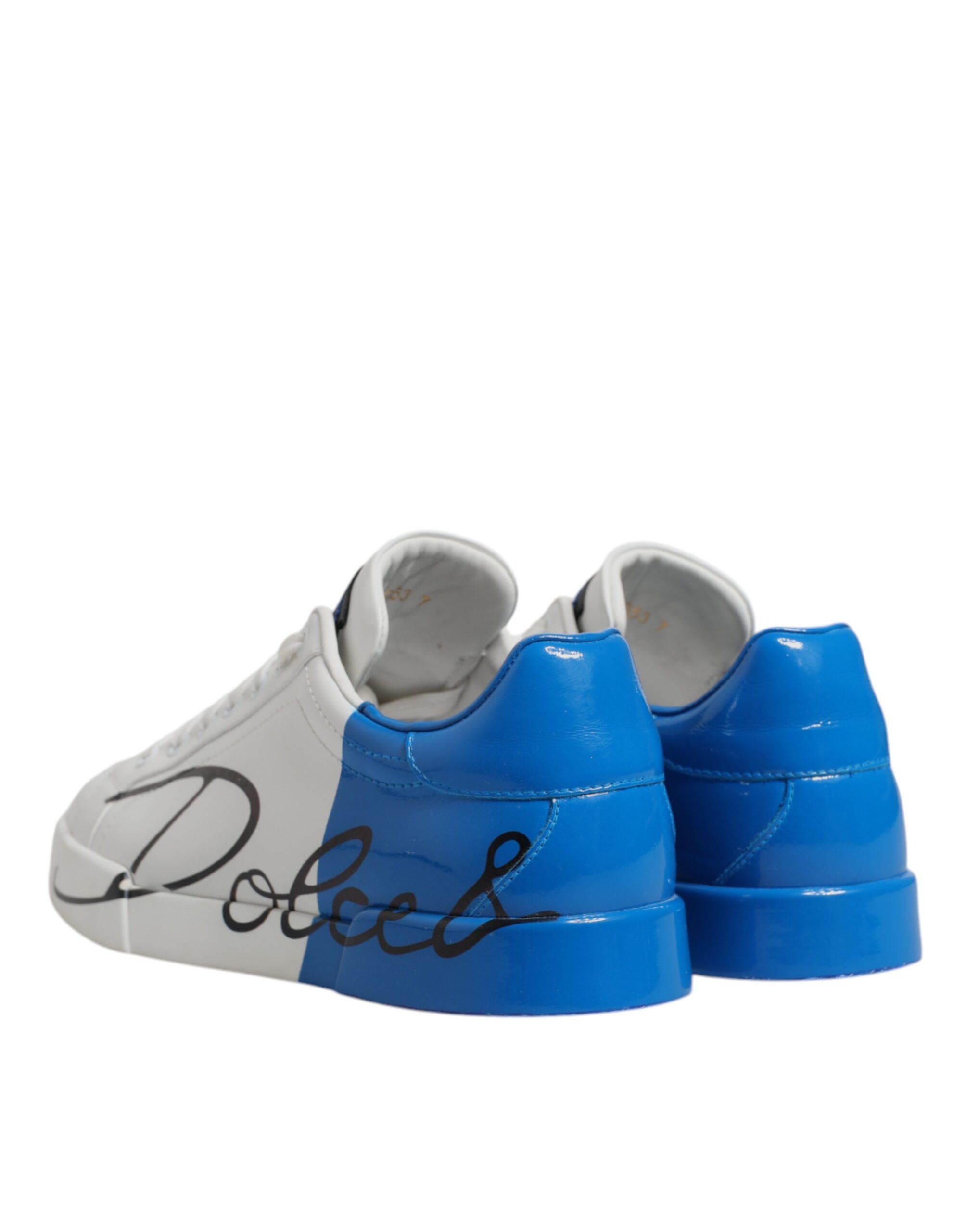 White Blue Leather Logo Low Top Sneakers Men's Shoes (Pre-Owned) - Dolce & Gabbana - Modalova