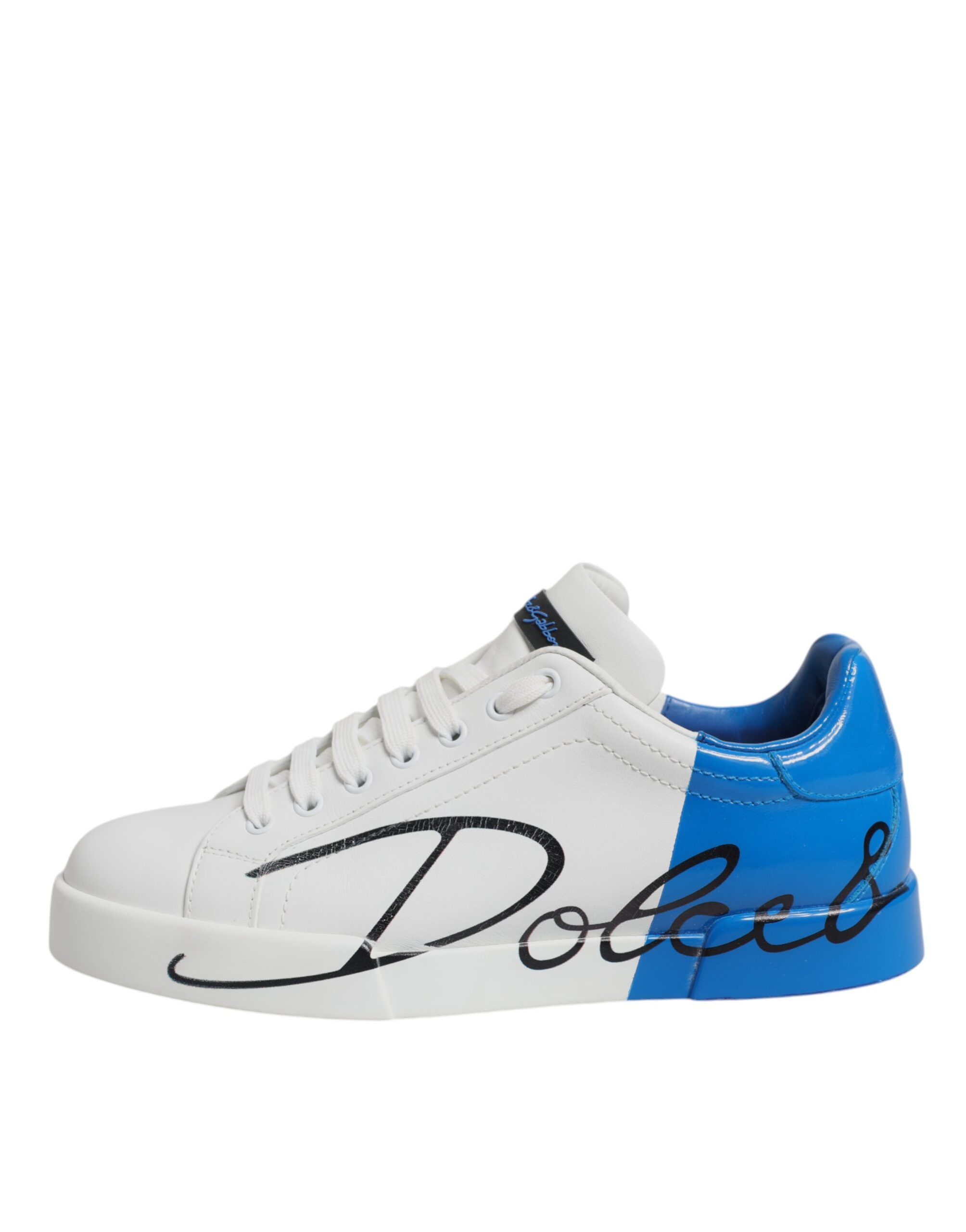 White Blue Leather Logo Low Top Sneakers Men's Shoes (Pre-Owned) - Dolce & Gabbana - Modalova