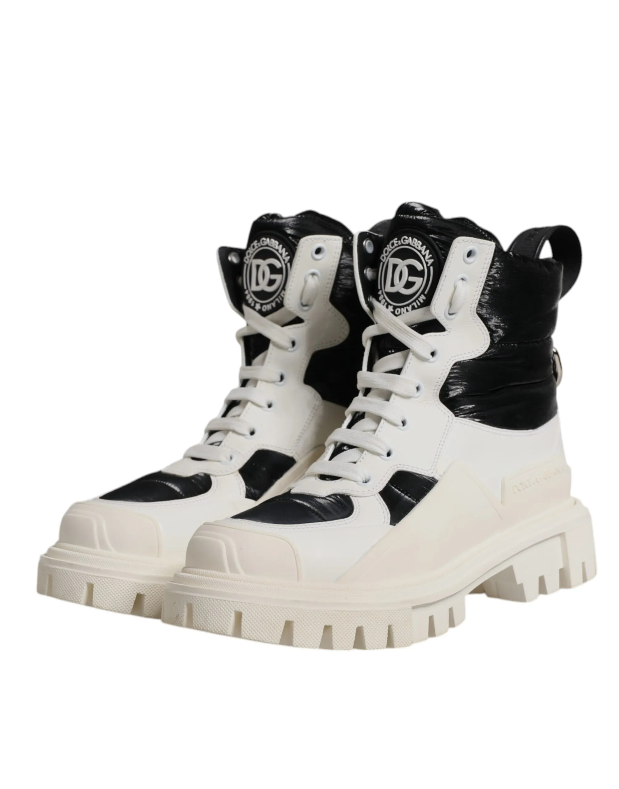 White Padded Mid Calf Lace Up Boots Women's Shoes (Pre-Owned) - Dolce & Gabbana - Modalova