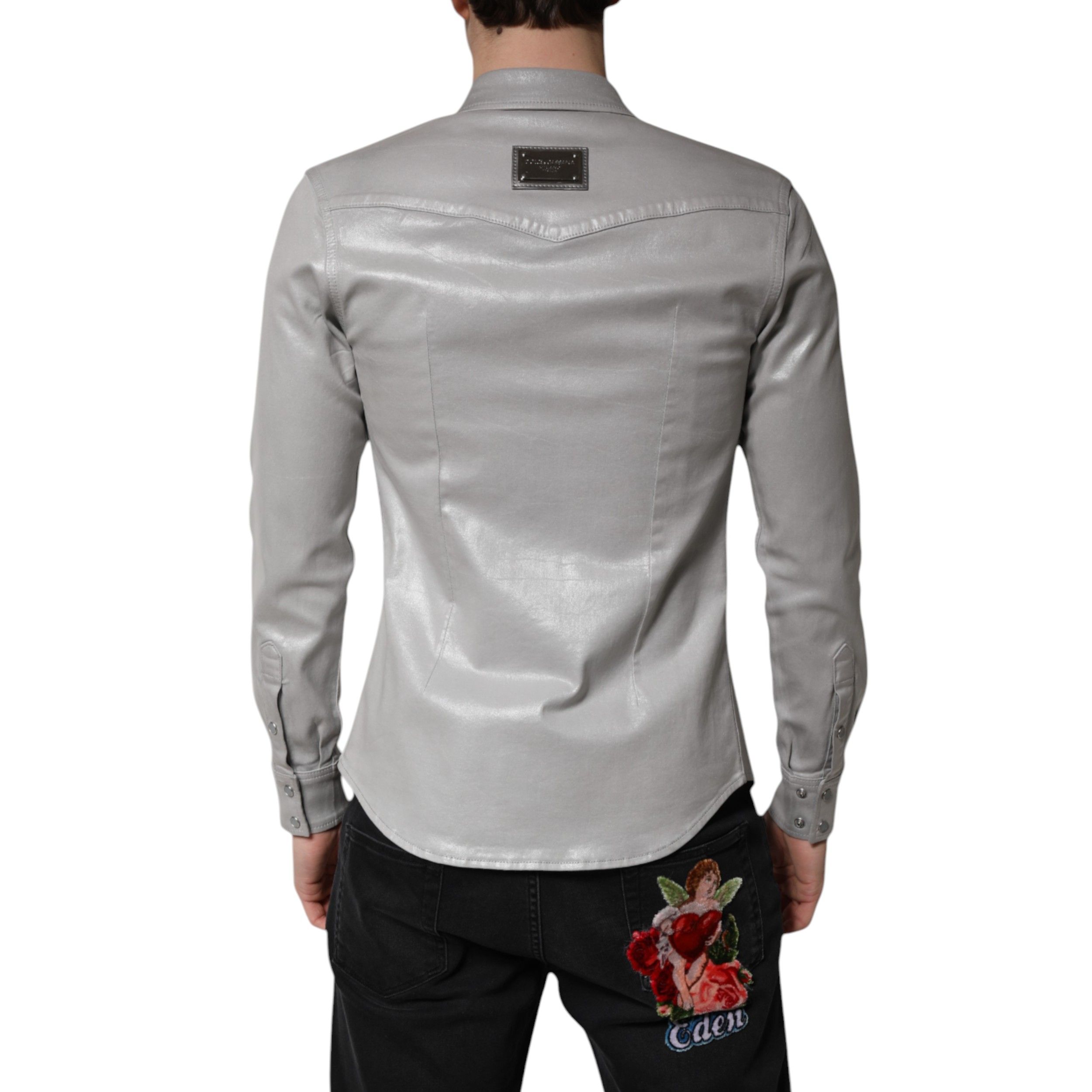 Metallic Cotton Button Down Men's Shirt (Pre-Owned) - Dolce & Gabbana - Modalova