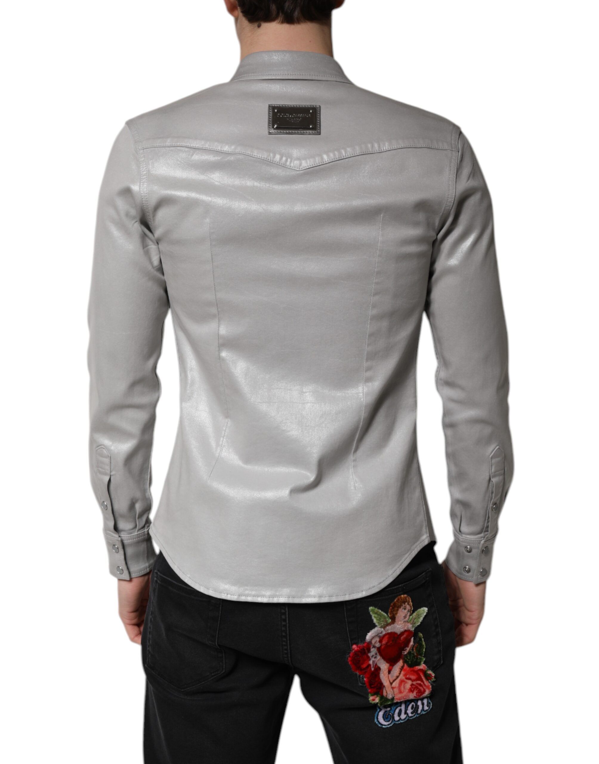 Metallic Cotton Button Down Men's Shirt (Pre-Owned) - Dolce & Gabbana - Modalova