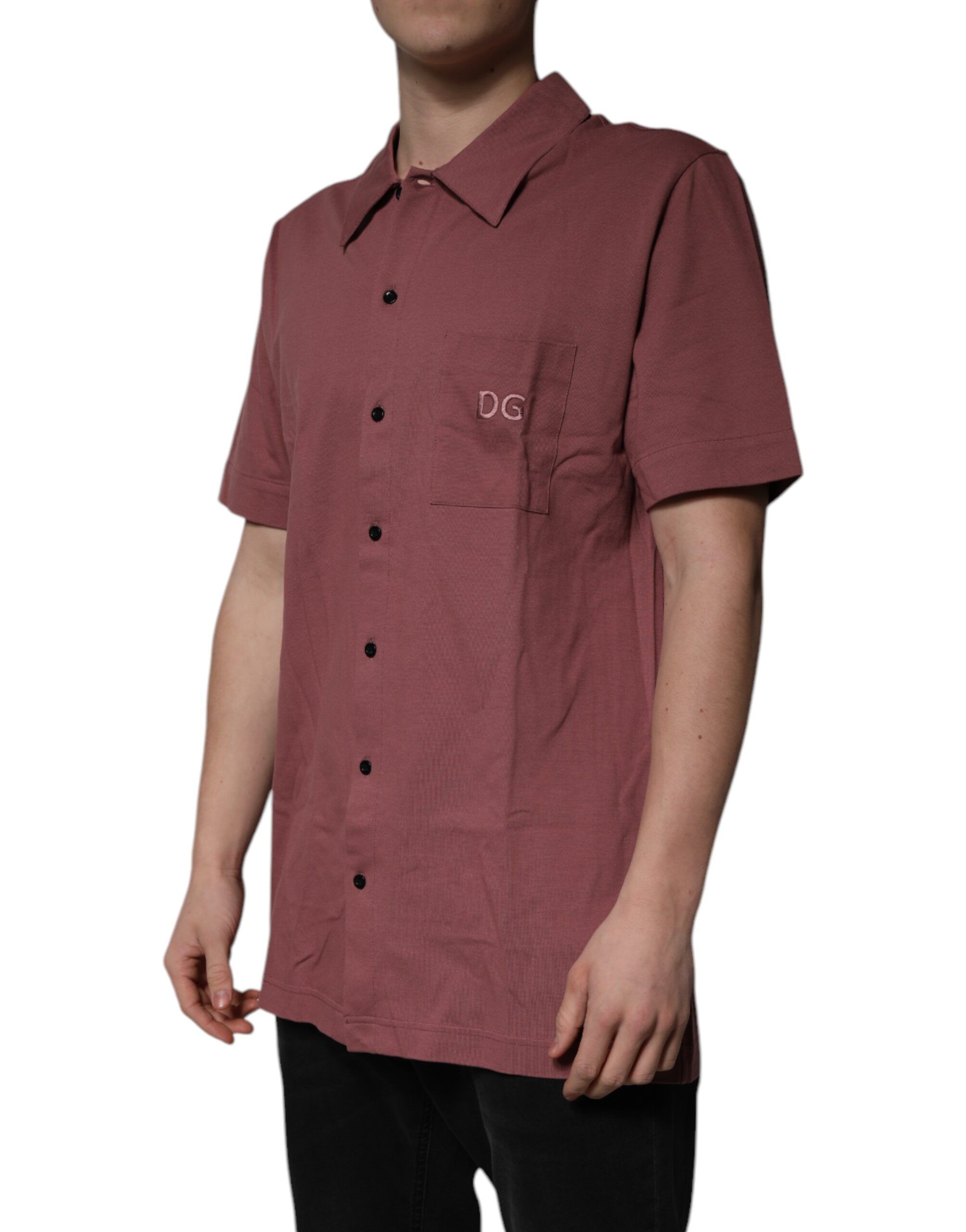 Dark Button Down Casual Polo Men Men's Shirt - Dolce & Gabbana - Modalova