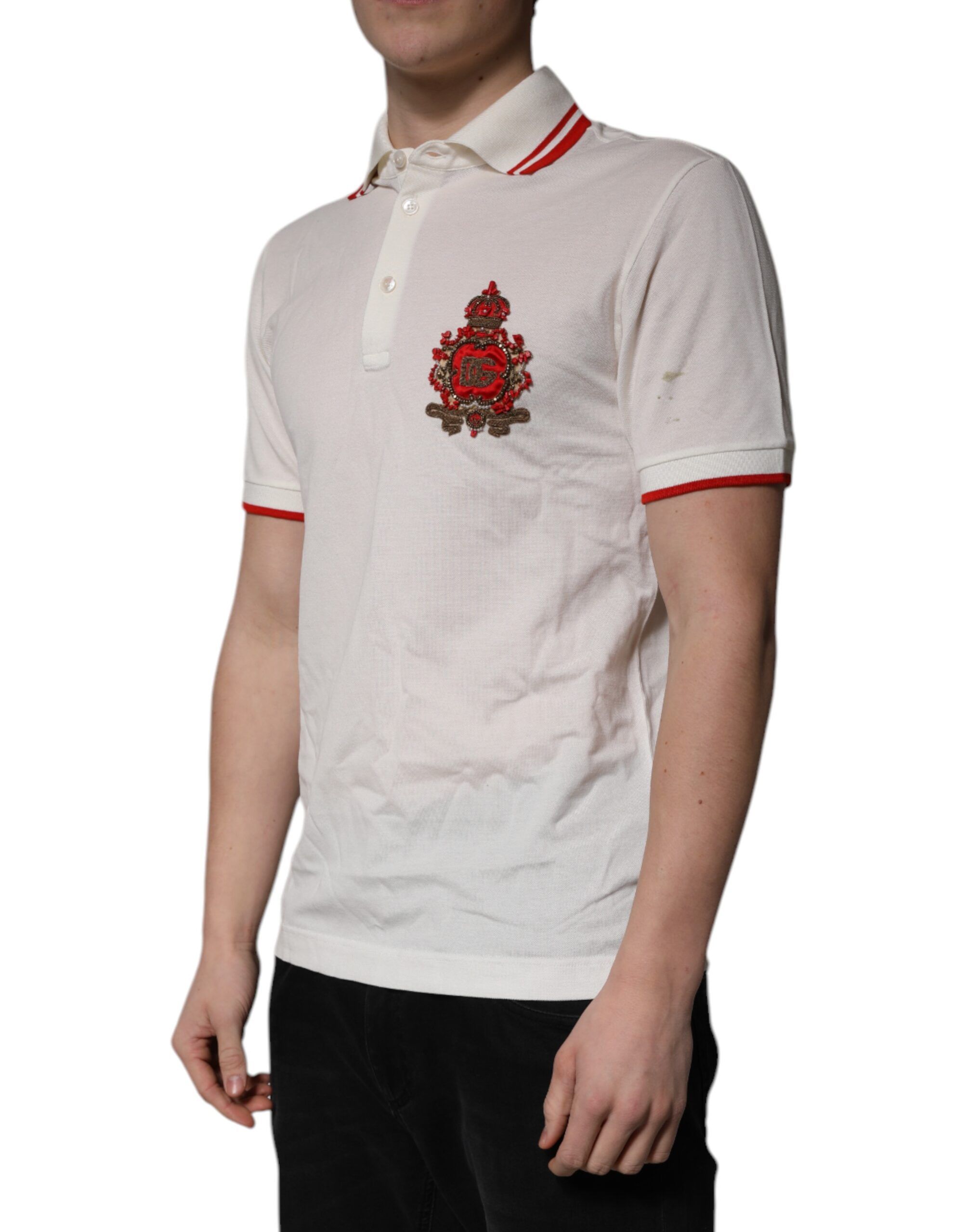 White Cotton Logo Collared Polo Men Men's T-shirt (Pre-Owned) - Dolce & Gabbana - Modalova
