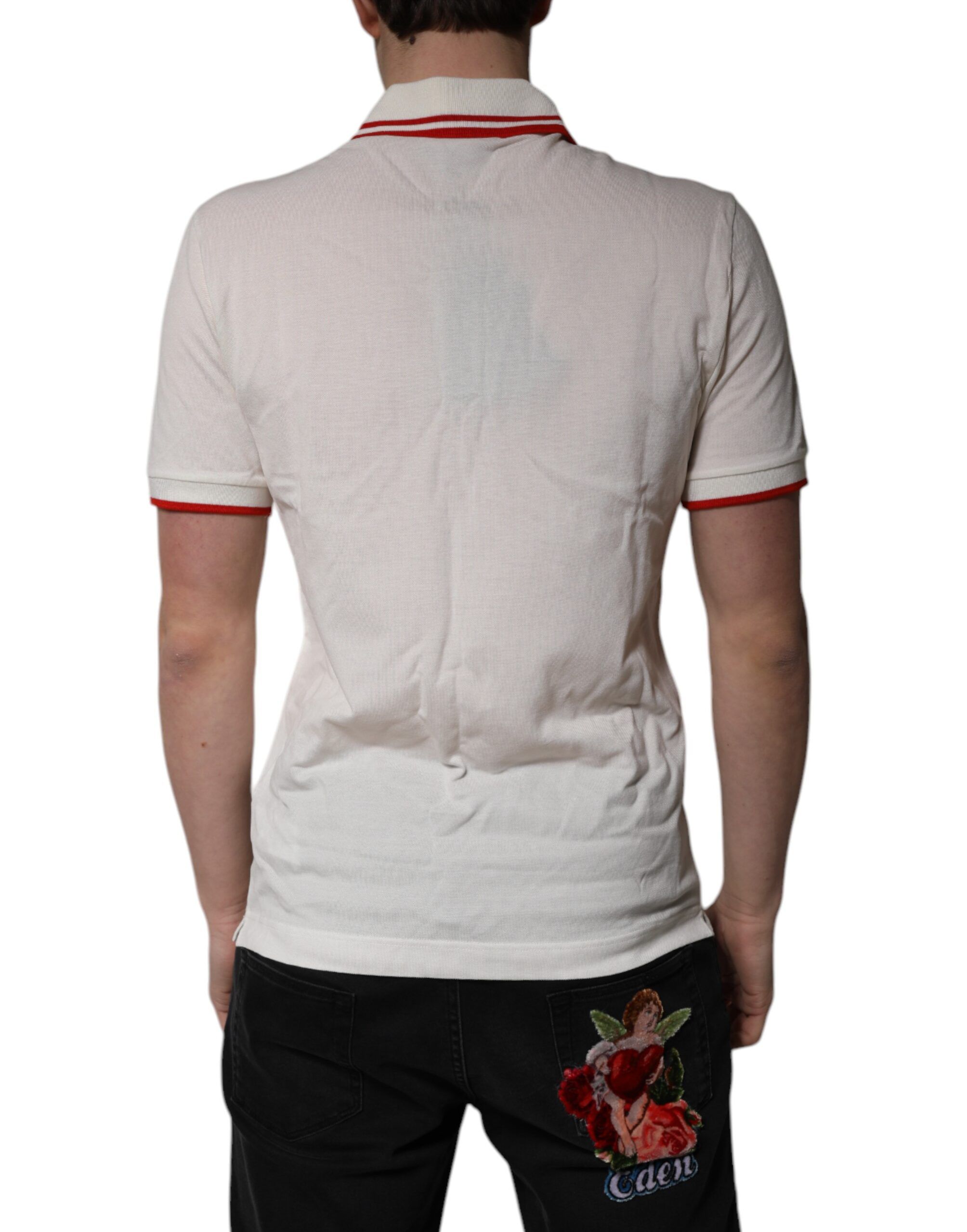 White Cotton Logo Collared Polo Men Men's T-shirt (Pre-Owned) - Dolce & Gabbana - Modalova