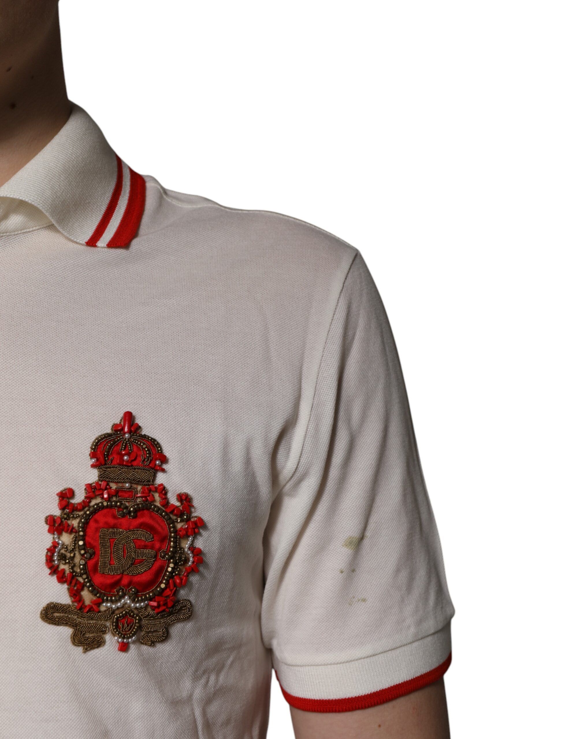 White Cotton Logo Collared Polo Men Men's T-shirt (Pre-Owned) - Dolce & Gabbana - Modalova