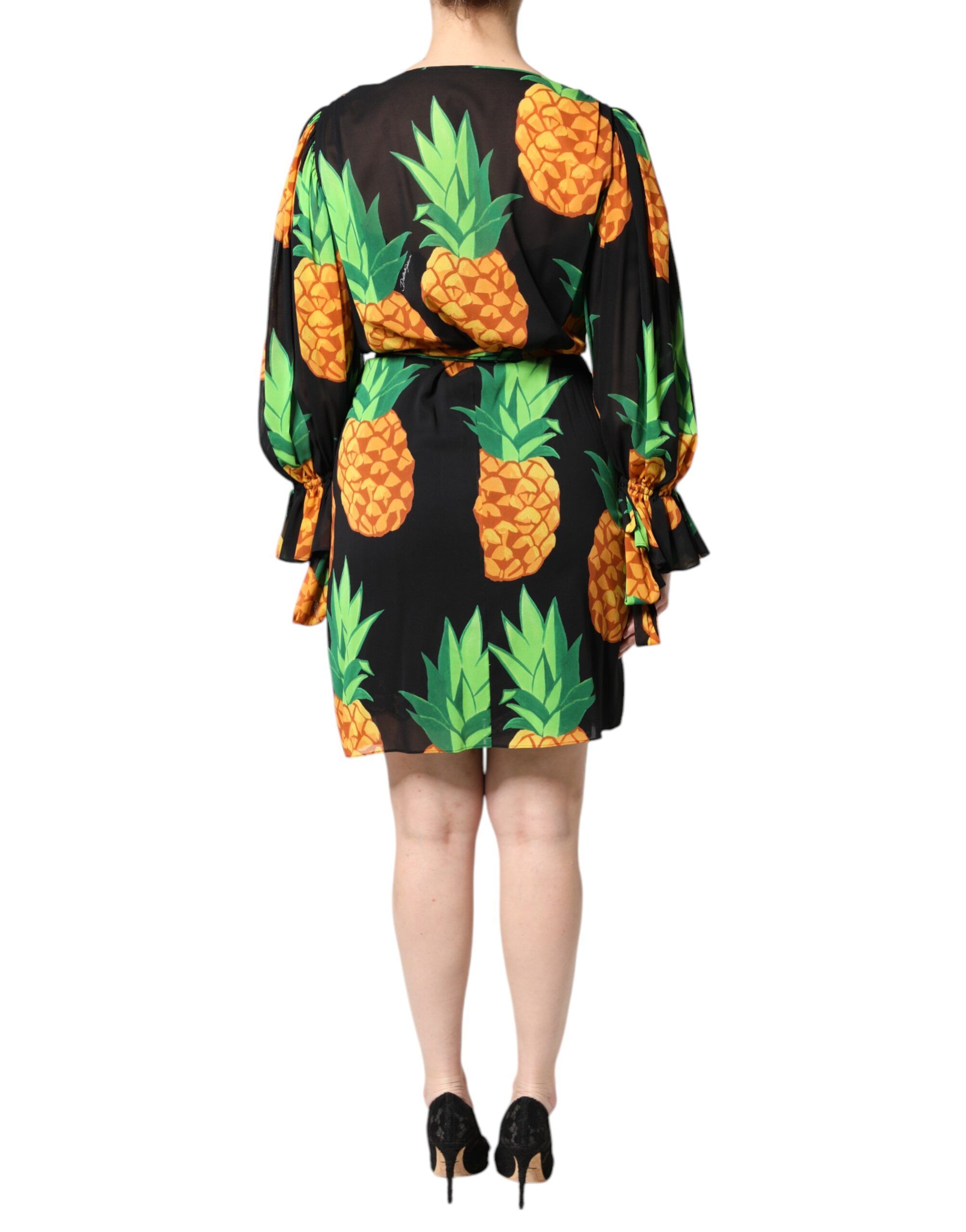 Silk Pineapple Draped Print Wrap Women's Dress - Dolce & Gabbana - Modalova