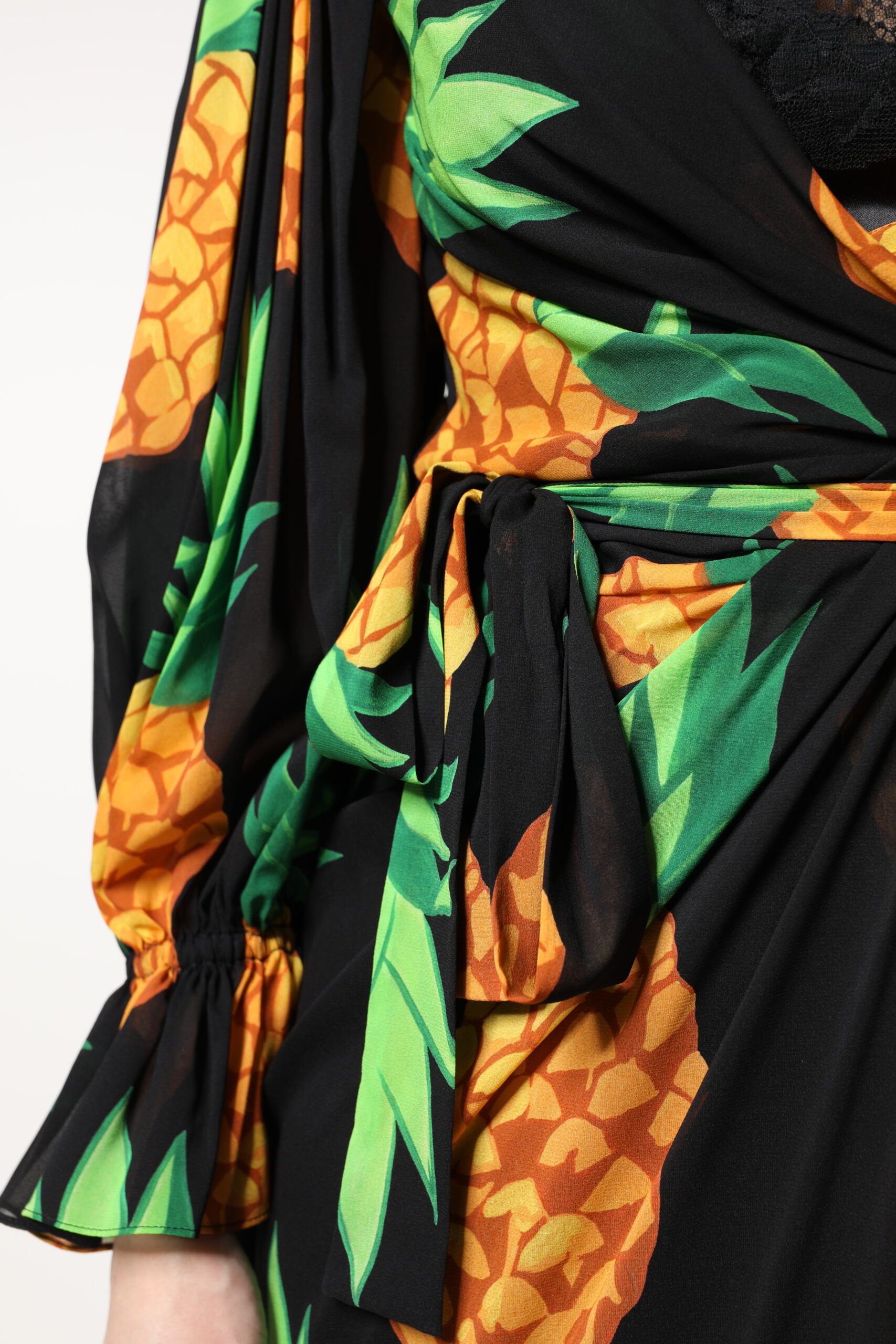 Silk Pineapple Draped Print Wrap Women's Dress - Dolce & Gabbana - Modalova