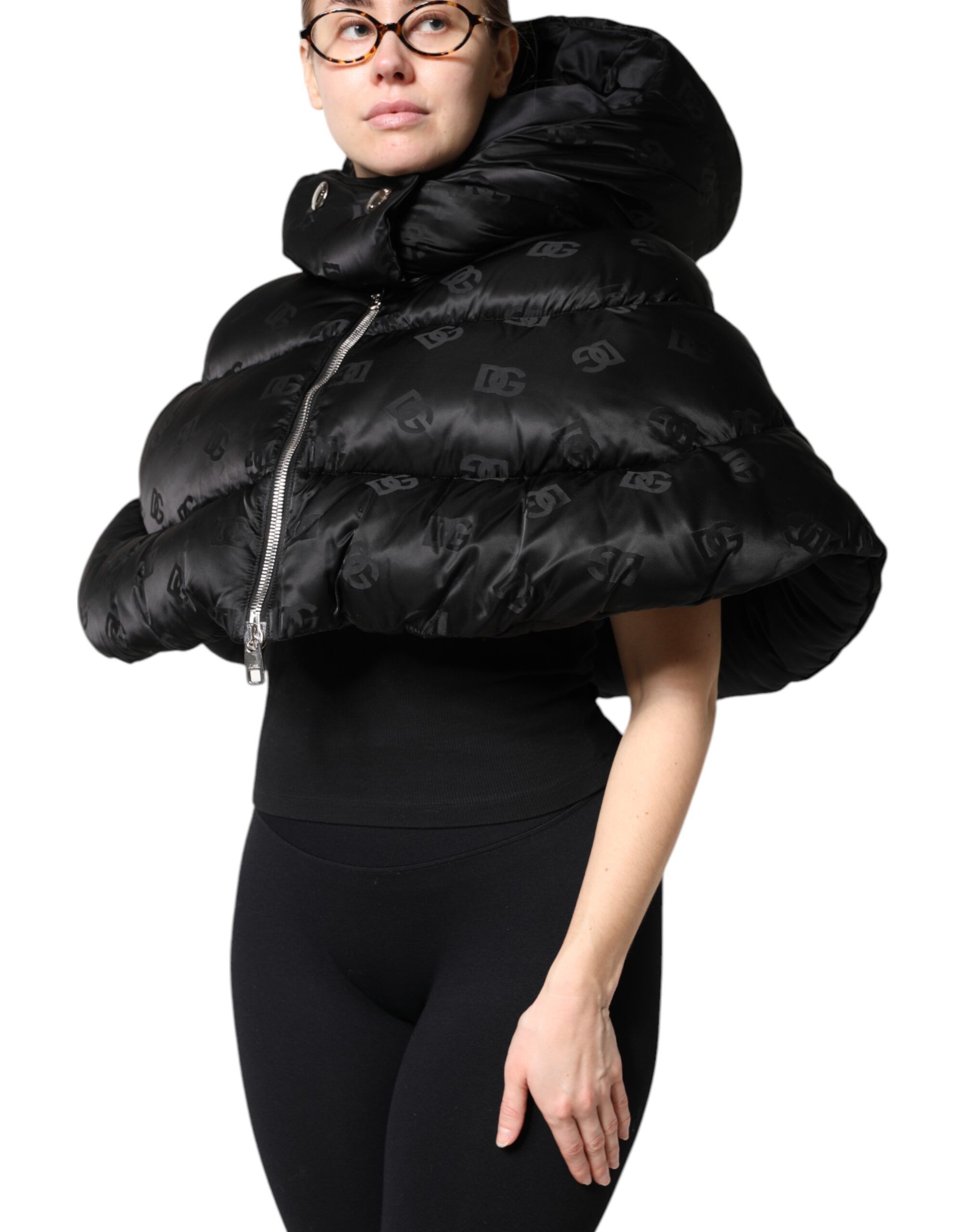 Padded Puffer Hooded Full Zip Cropped Women's Jacket - Dolce & Gabbana - Modalova