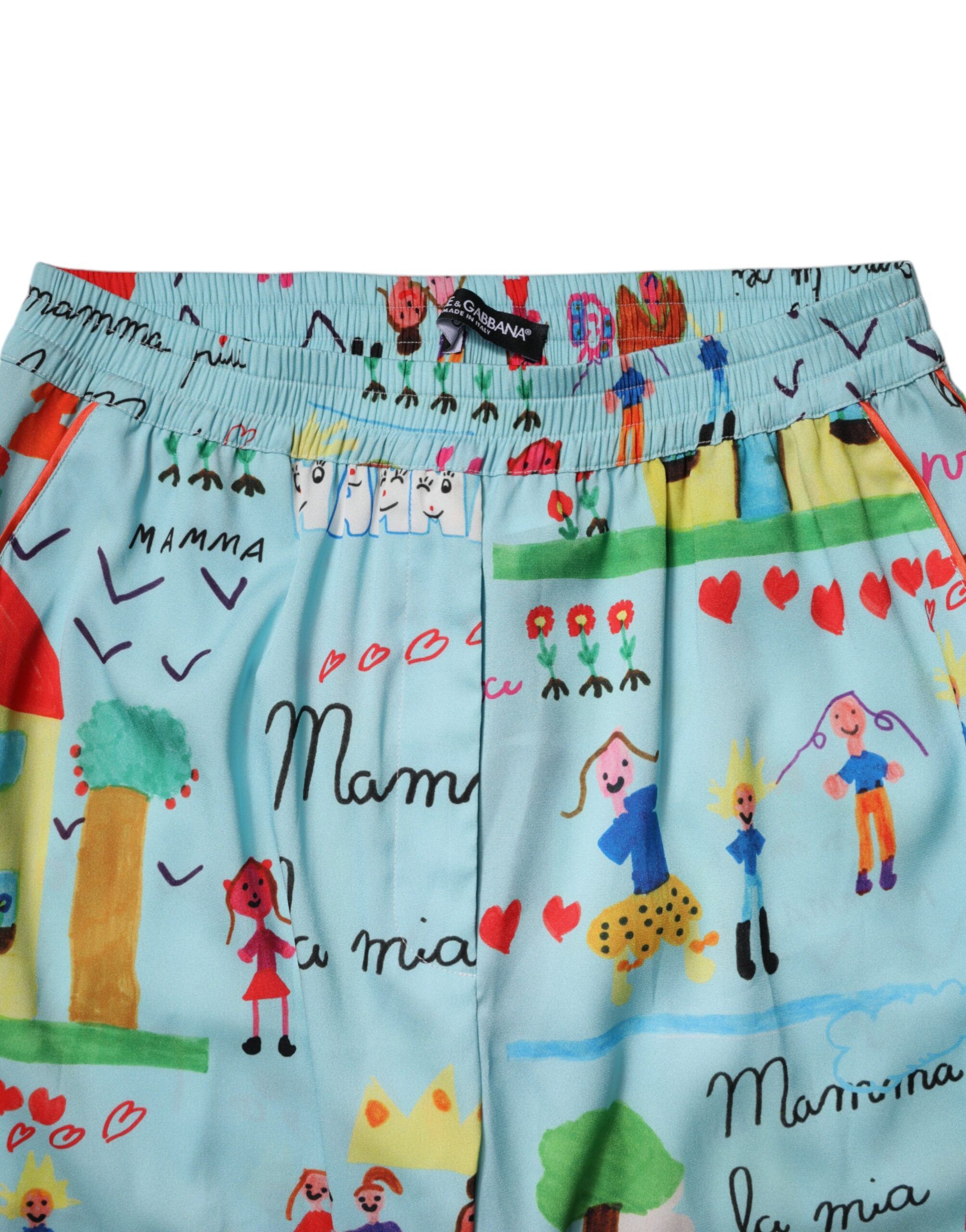 Drawing Mid Waist Wide Leg Women's Pants - Dolce & Gabbana - Modalova