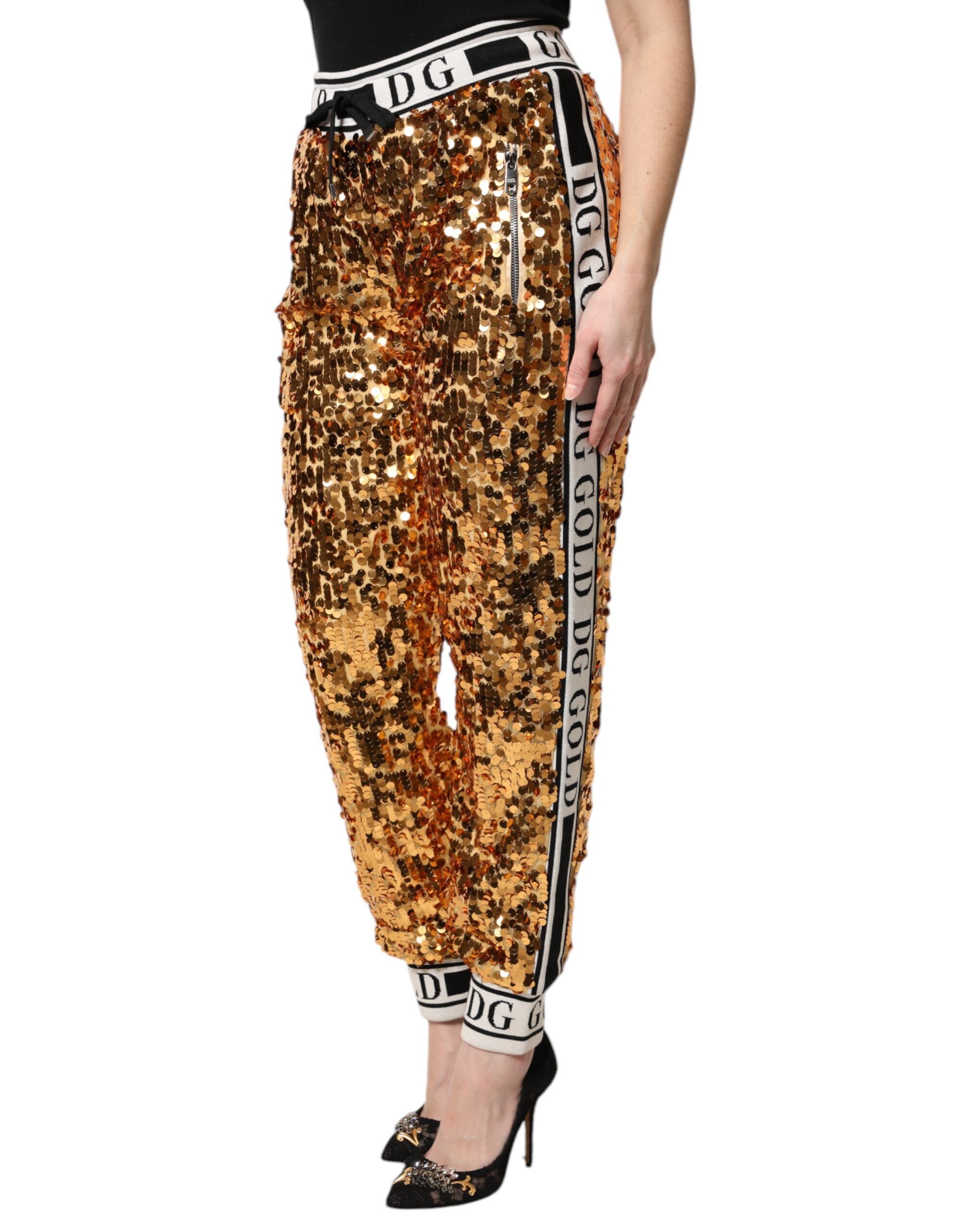 Metallic DG Logo Sequined Jogger Women's Pants - Dolce & Gabbana - Modalova