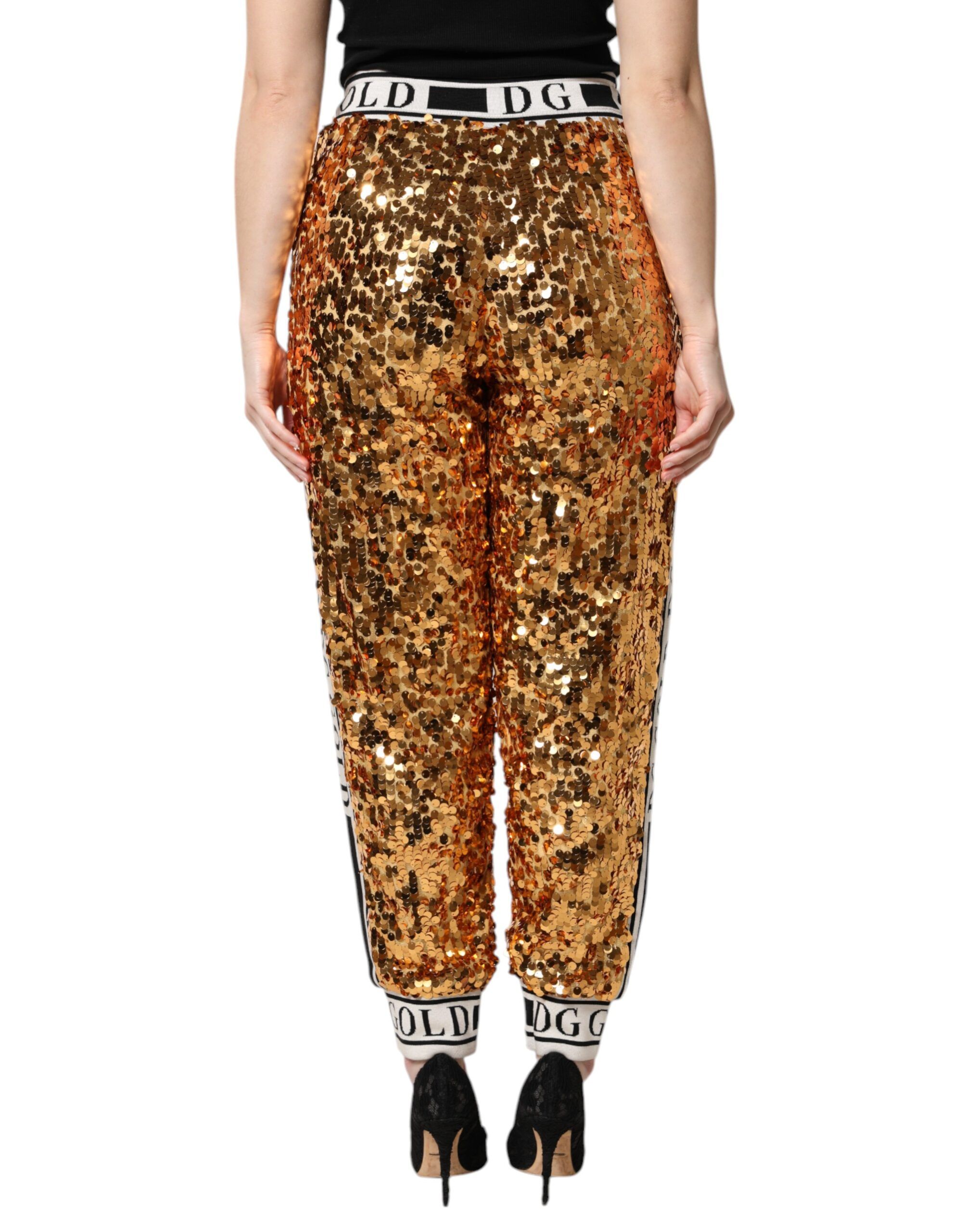 Metallic DG Logo Sequined Jogger Women's Pants - Dolce & Gabbana - Modalova